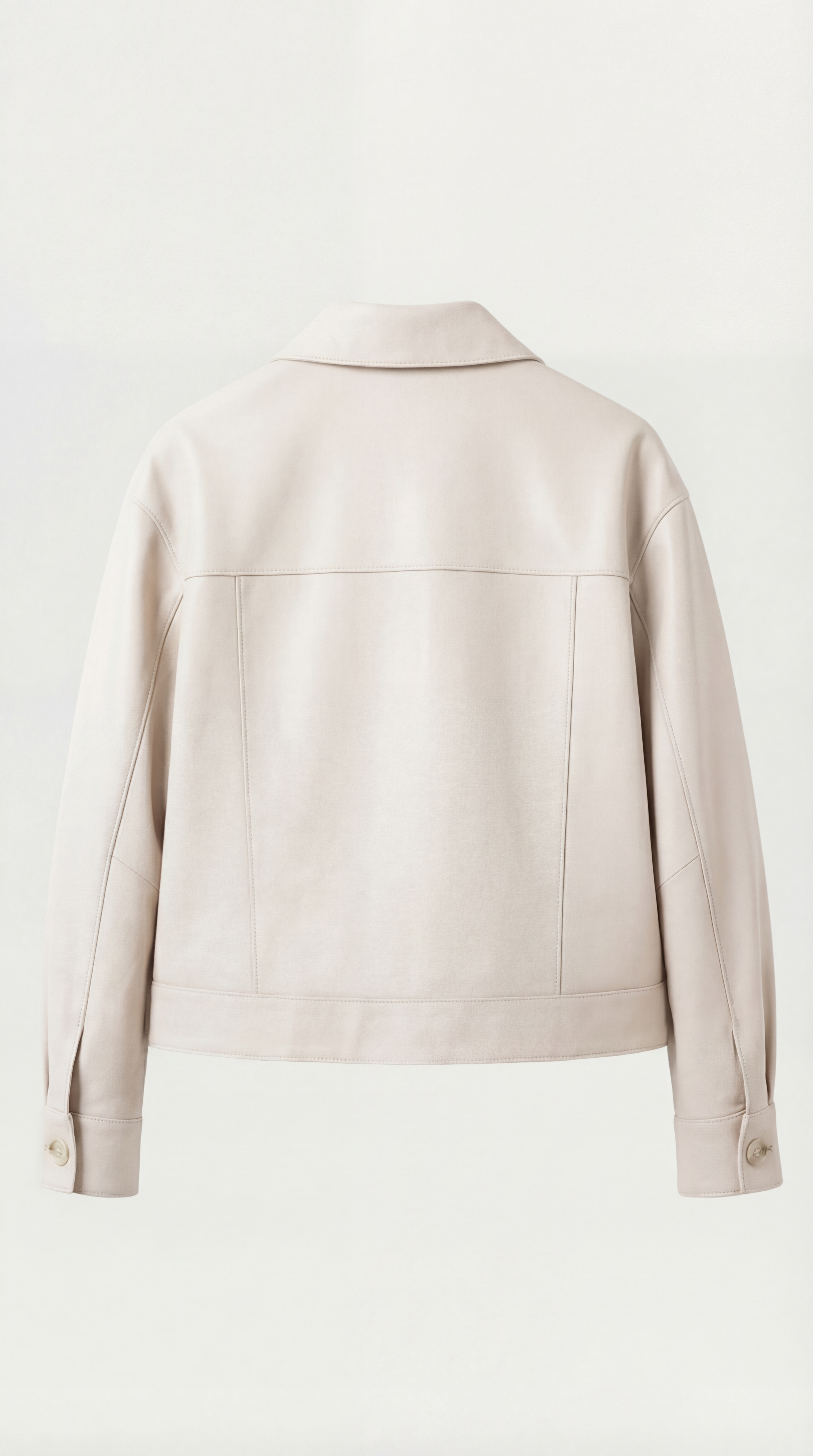 Cela - Chaqueta Corta de Cuero Genuino con Cuello Cuadrado Blanca