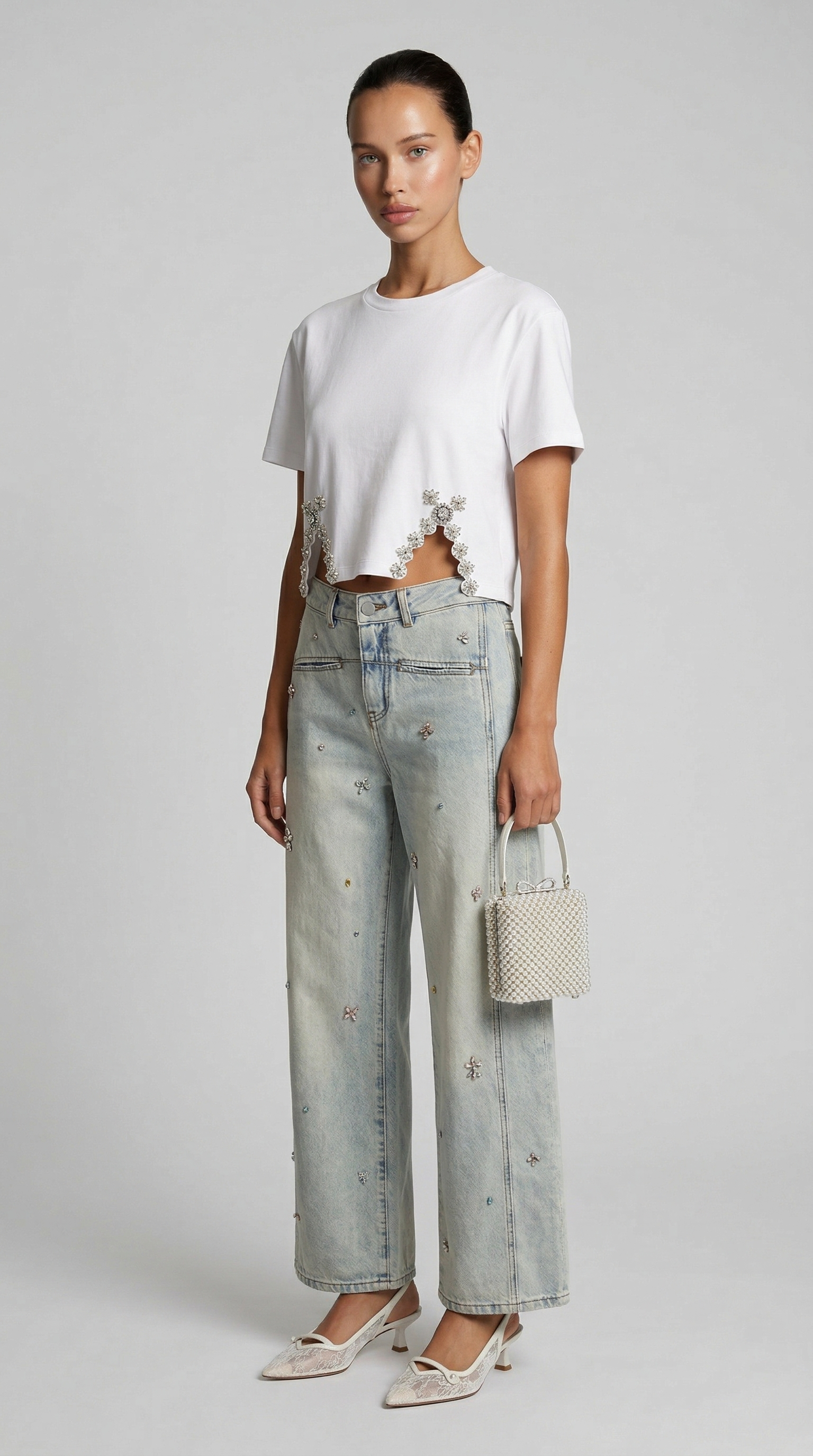 Raba - Crystal-Embellished Cut-Out T-Shirt