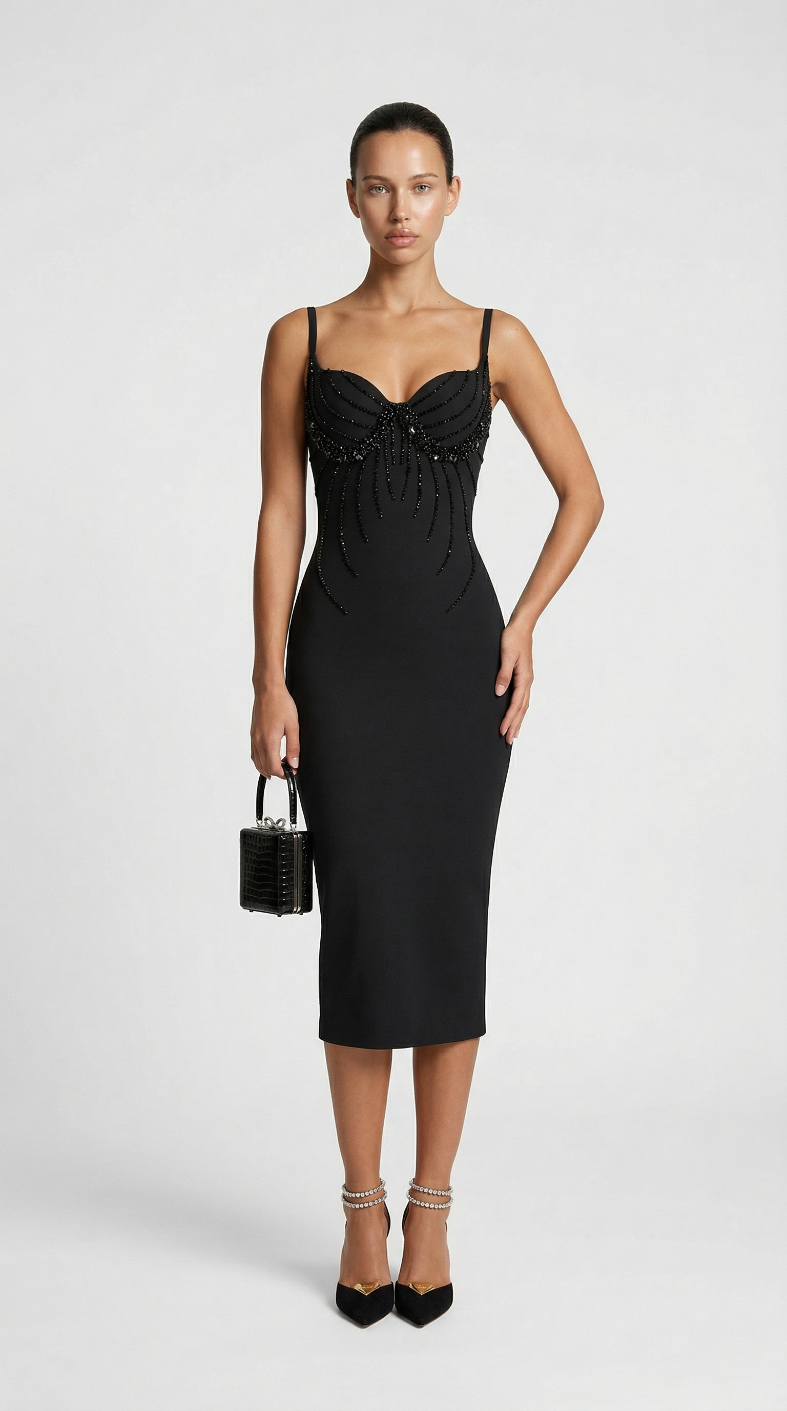 Zuno - Crystal-Embellished Bustier Midi Dress