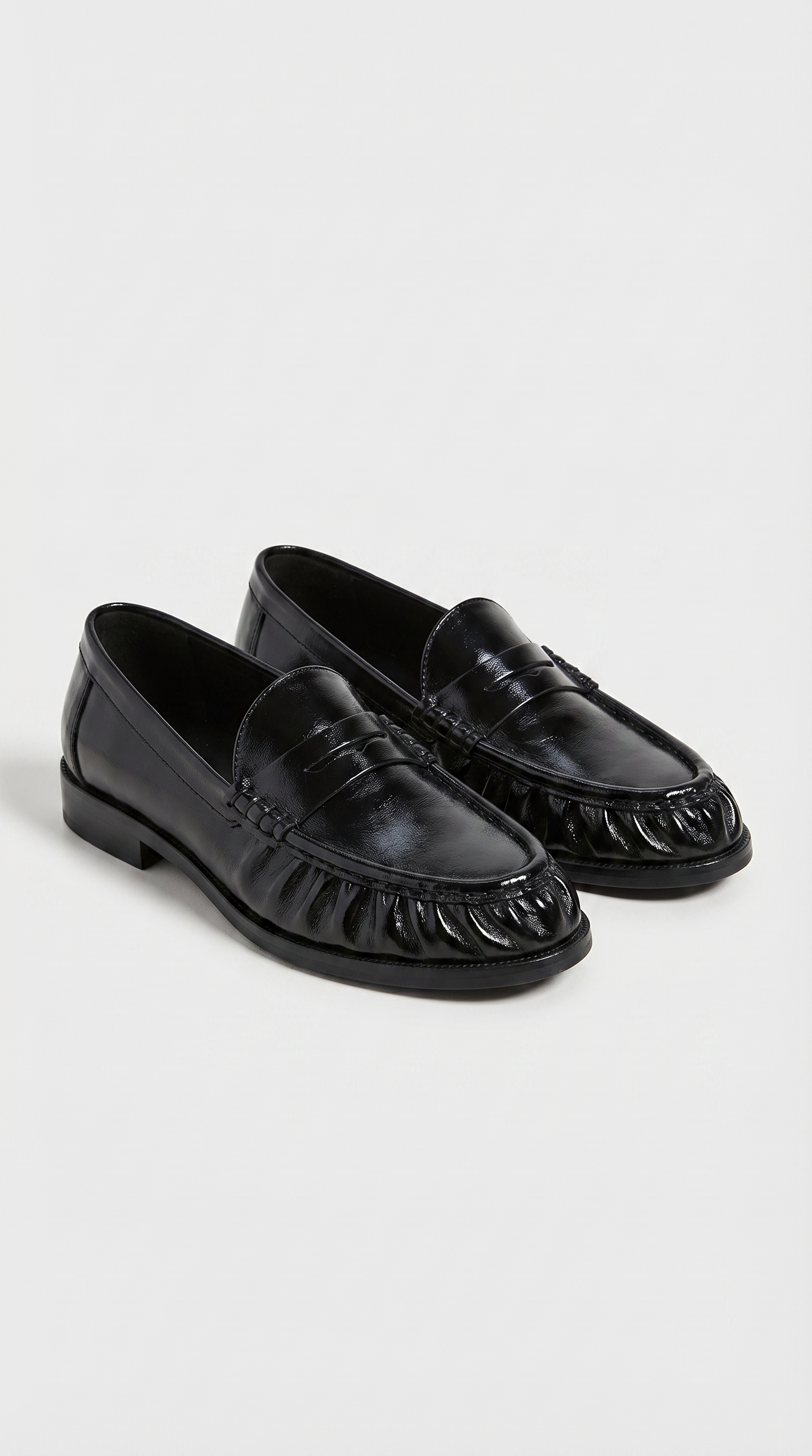 Costas - Ruched Leather & Suede Penny Loafer Black