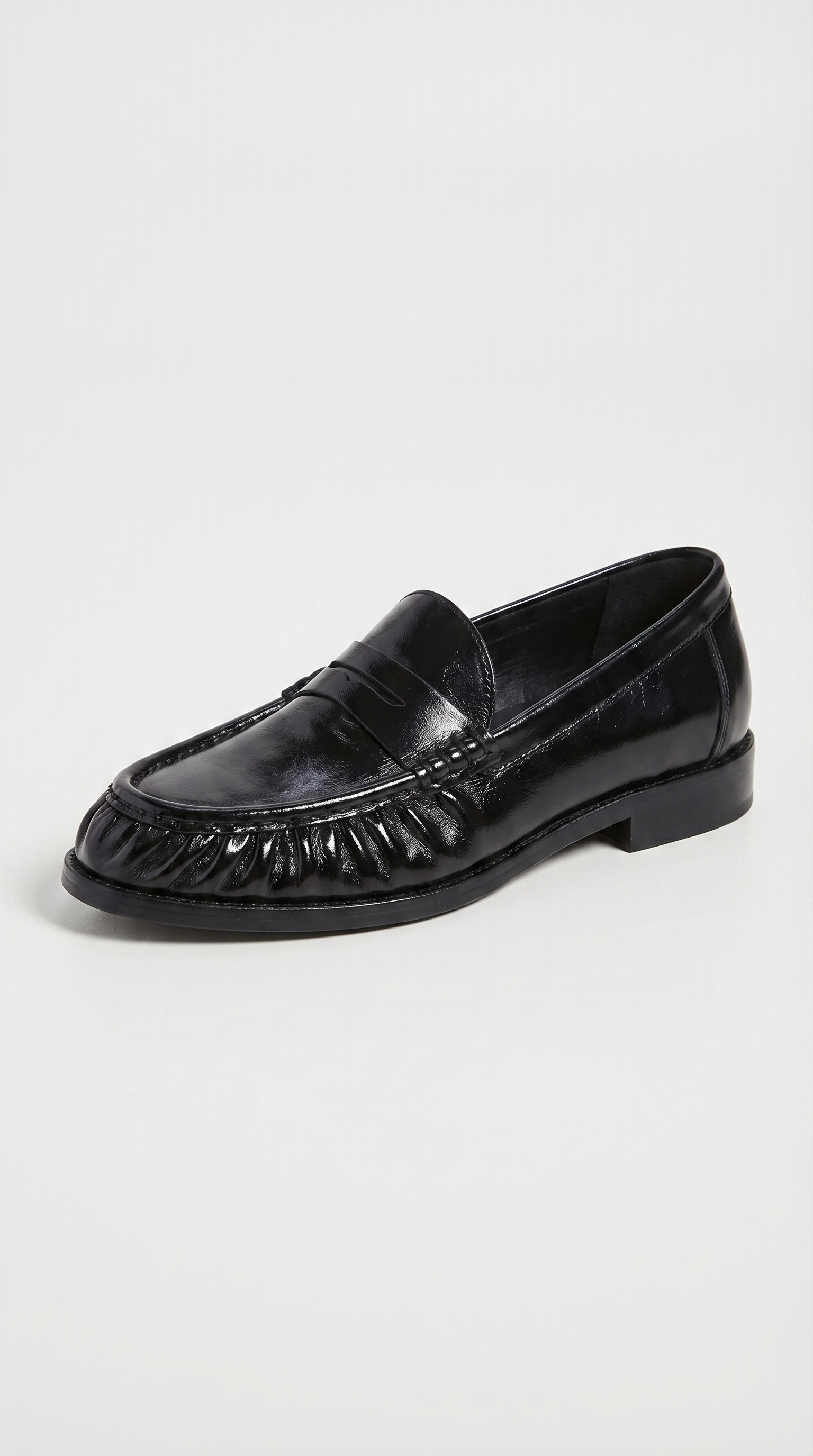 Costas - Rüschenschnitt Leder & Wildleder Penny Loafer Schwarz