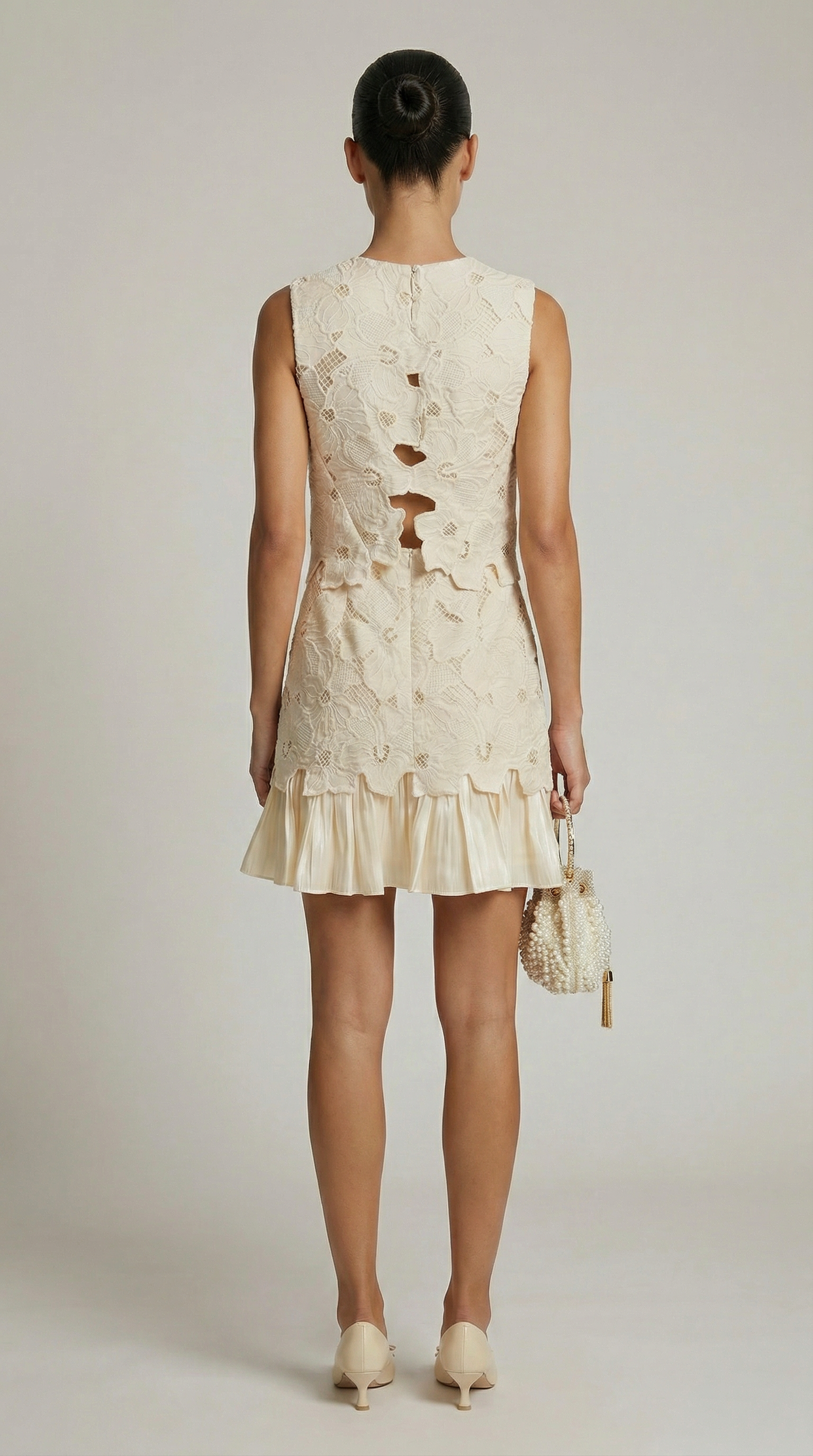 Zava - Guipure Lace & Pleated Chiffon Set
