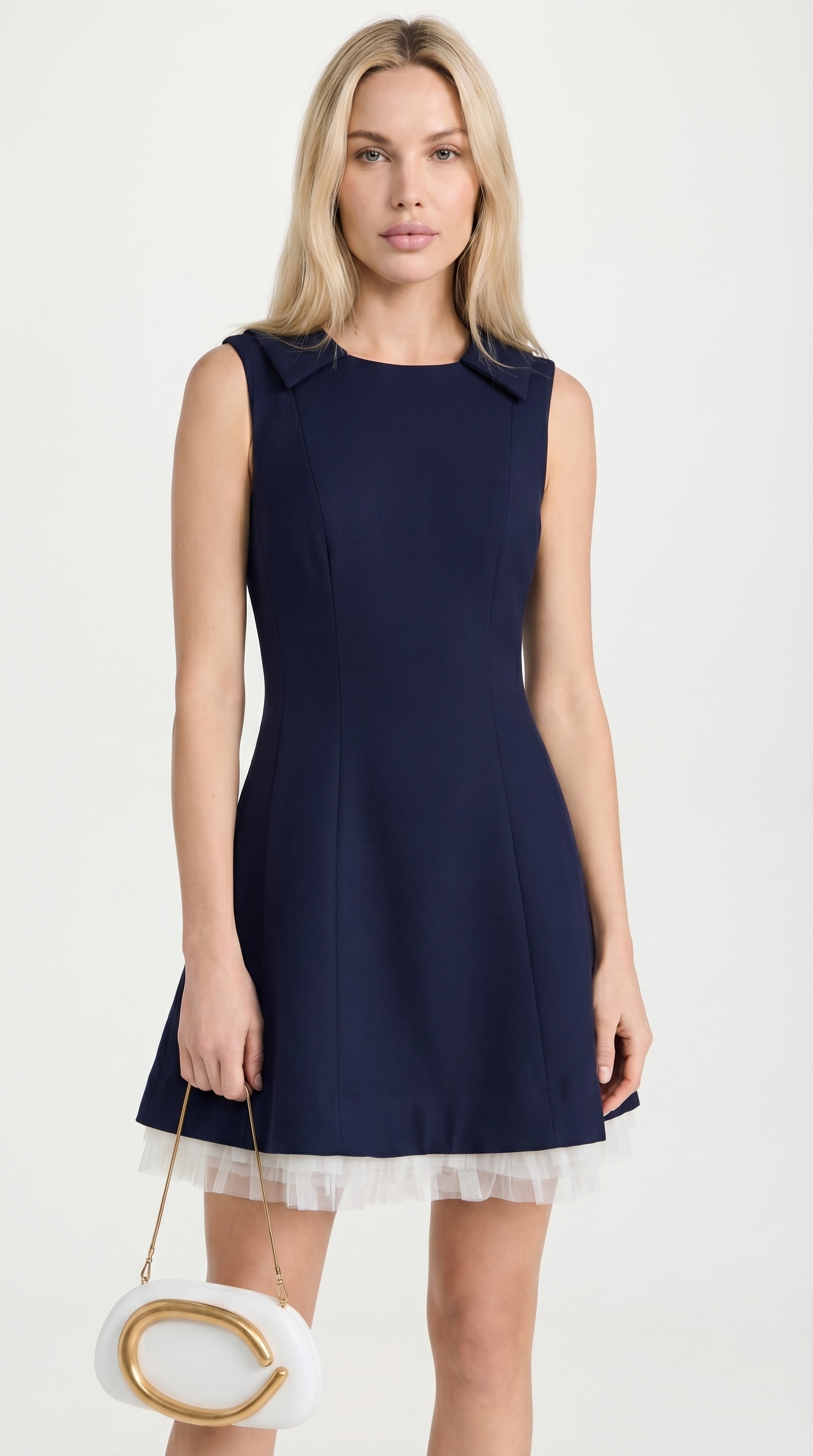 Leta - Robe Courte à Ourlet en Tulle Marine
