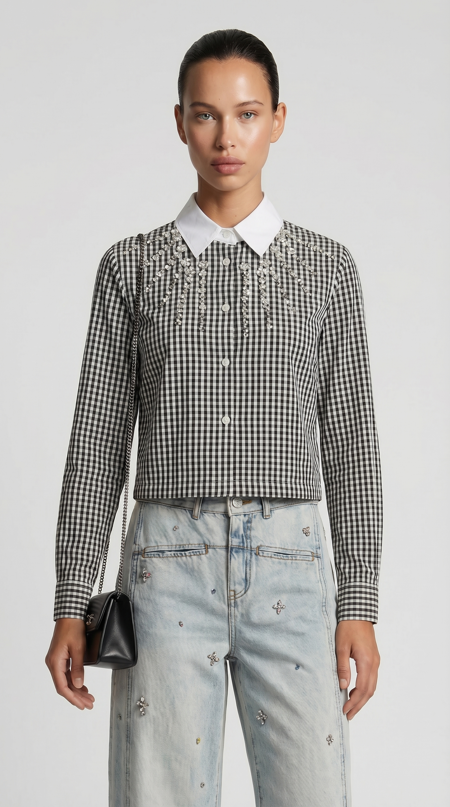 Delo - Crystal-Embellished Gingham Cotton Shirt