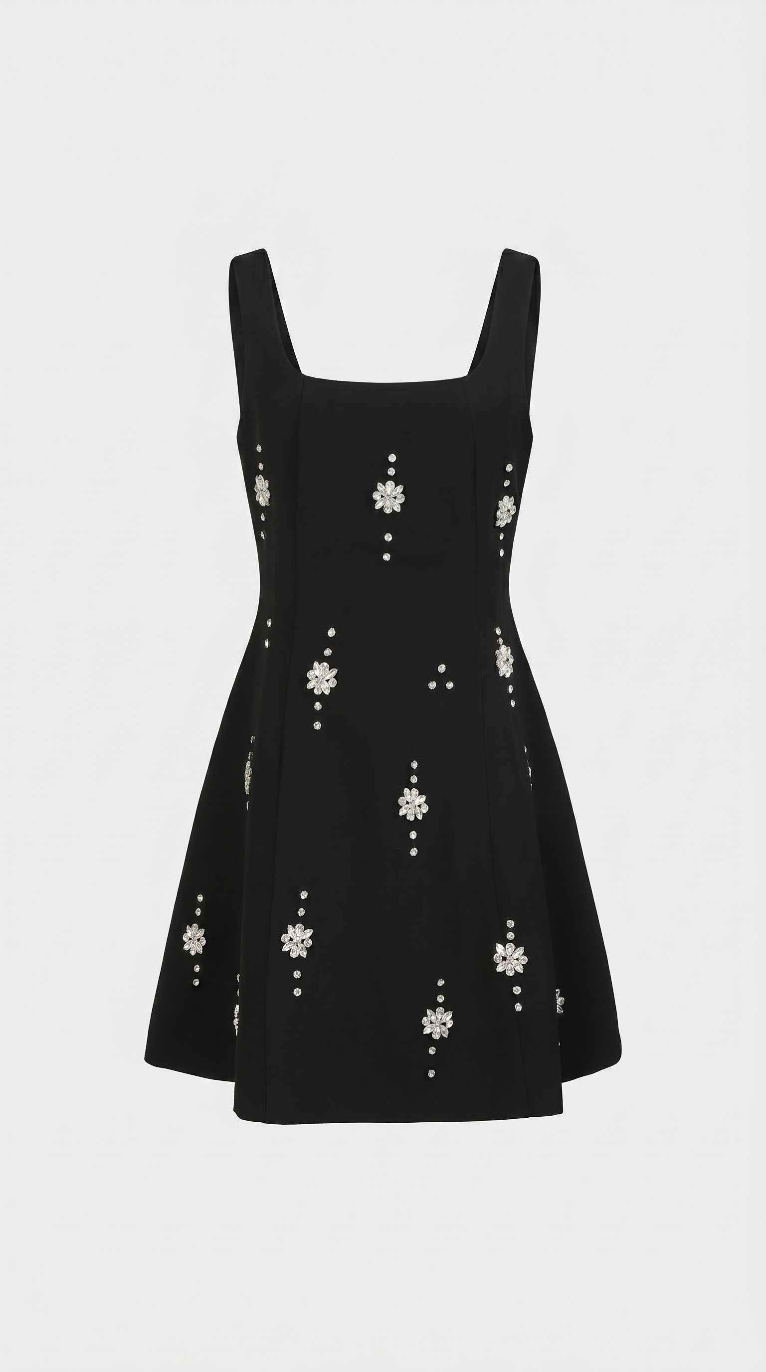 Mona - Crystal-Embellished A-Line Mini Dress Black