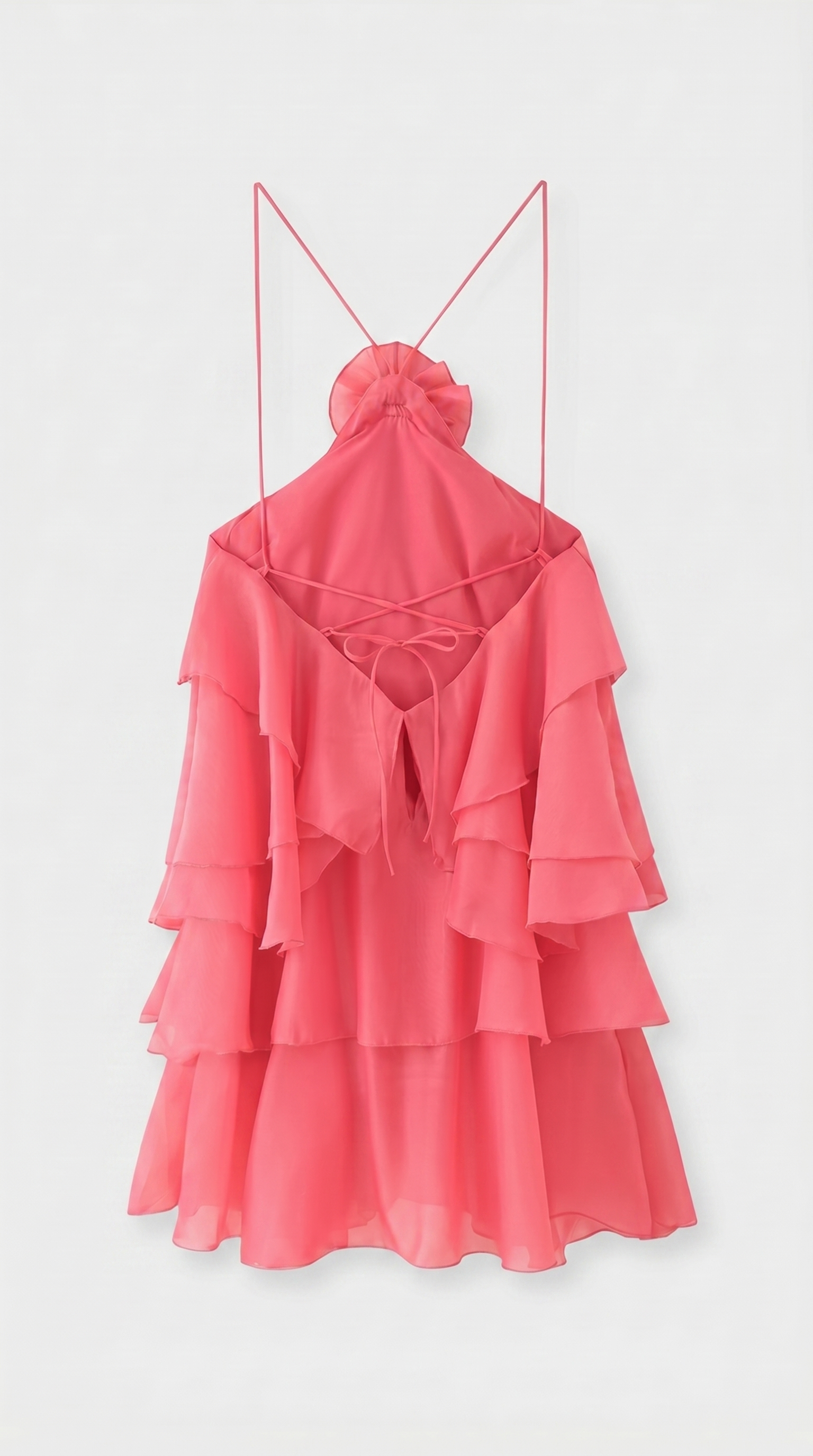 Astra - Multi-Tiered Ruffle Halter Mini Dress
