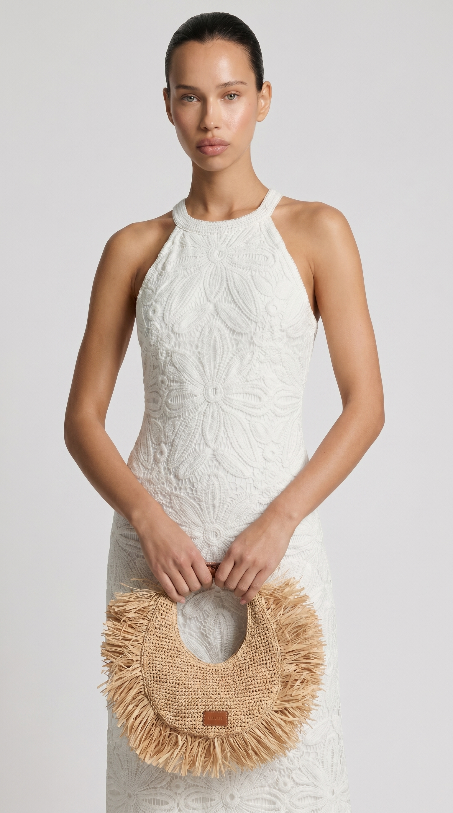 Nosa - Besticktes Halfter-Maxikleid aus Baumwolle