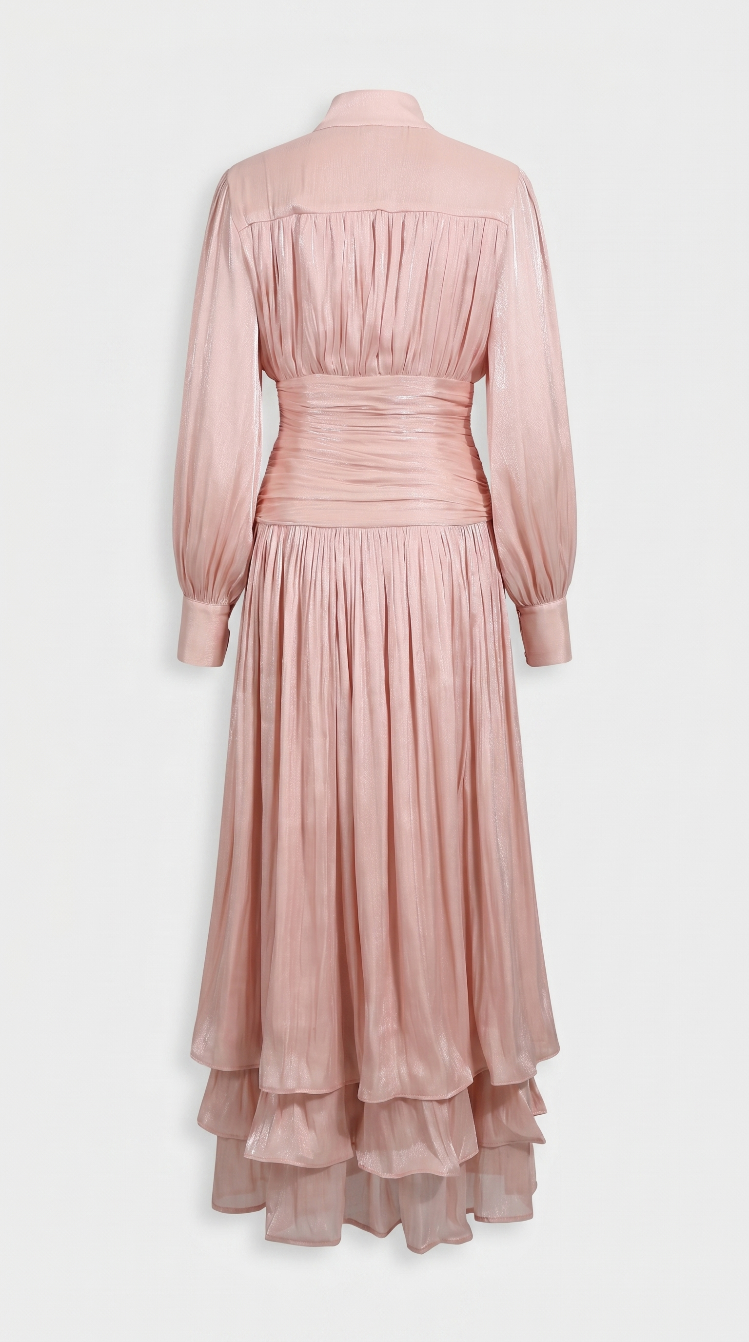 Sandra - Ruched High-Neck Plissé Maxi Gown