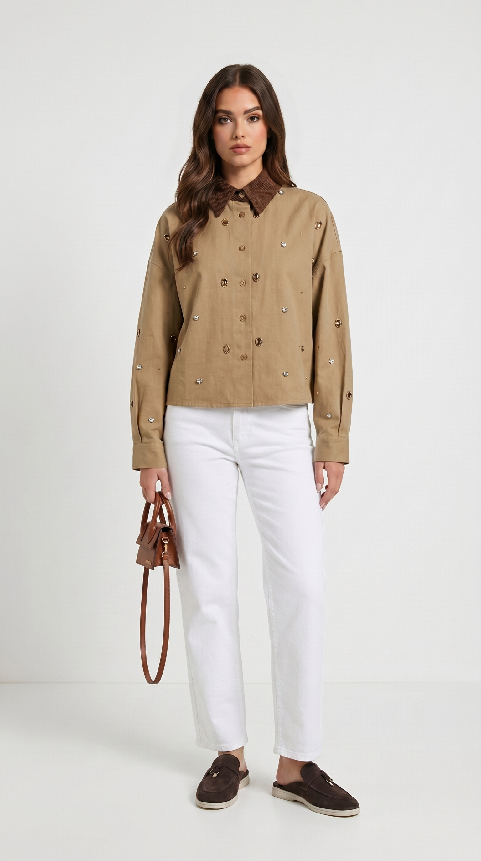 Rila - Diamond-Studded Cotton Jacket
