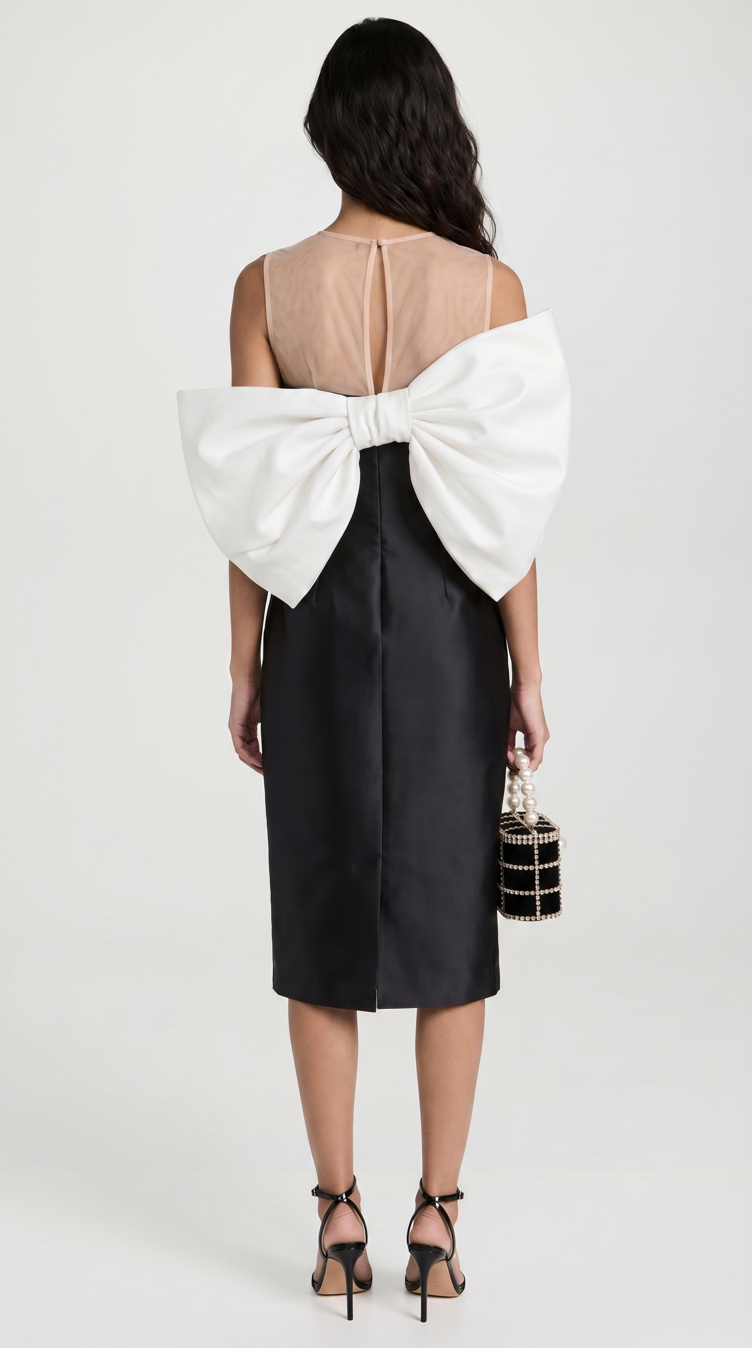 Modis - Sculptural Bow One-Shoulder Midi Dress Black