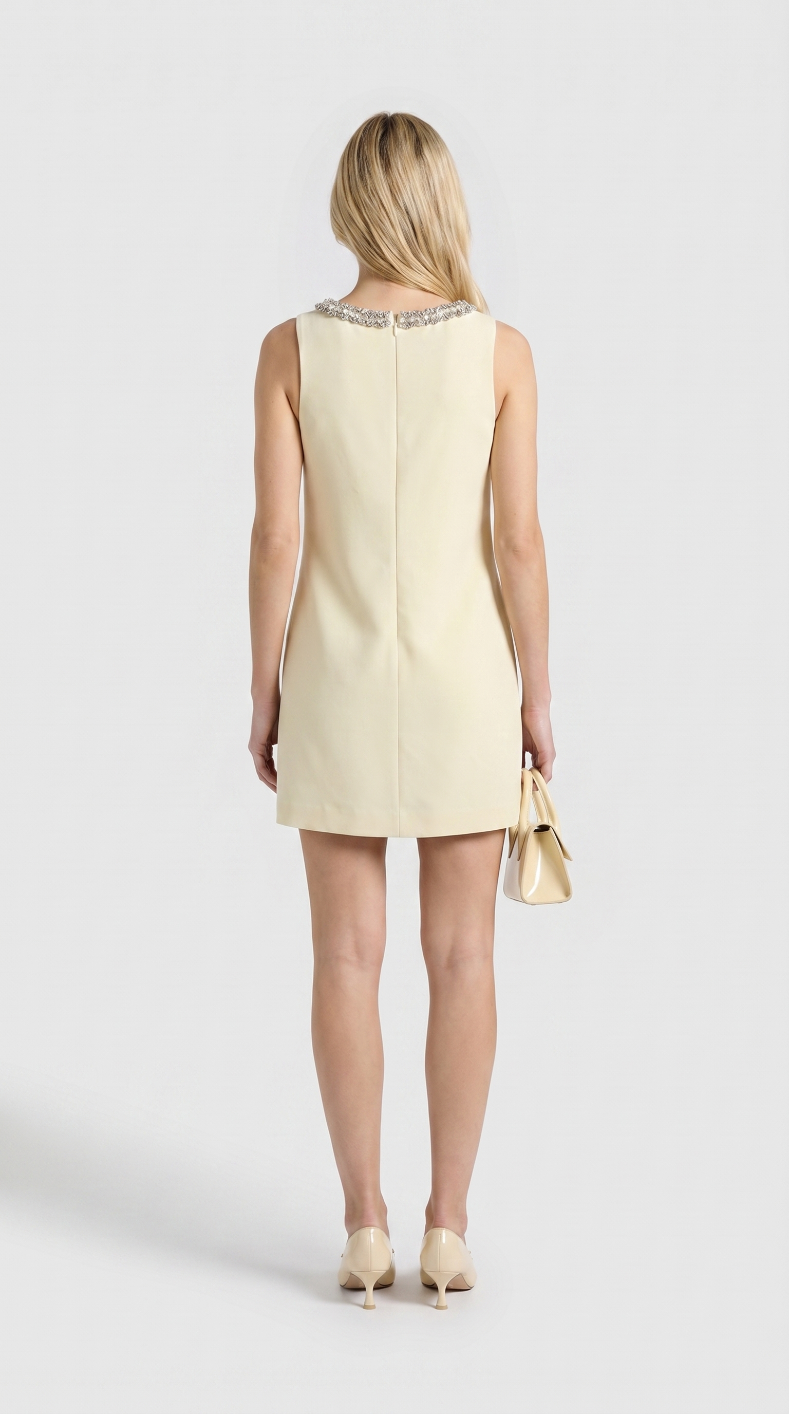 Giva - Crystal-Bow Keyhole Mini Dress