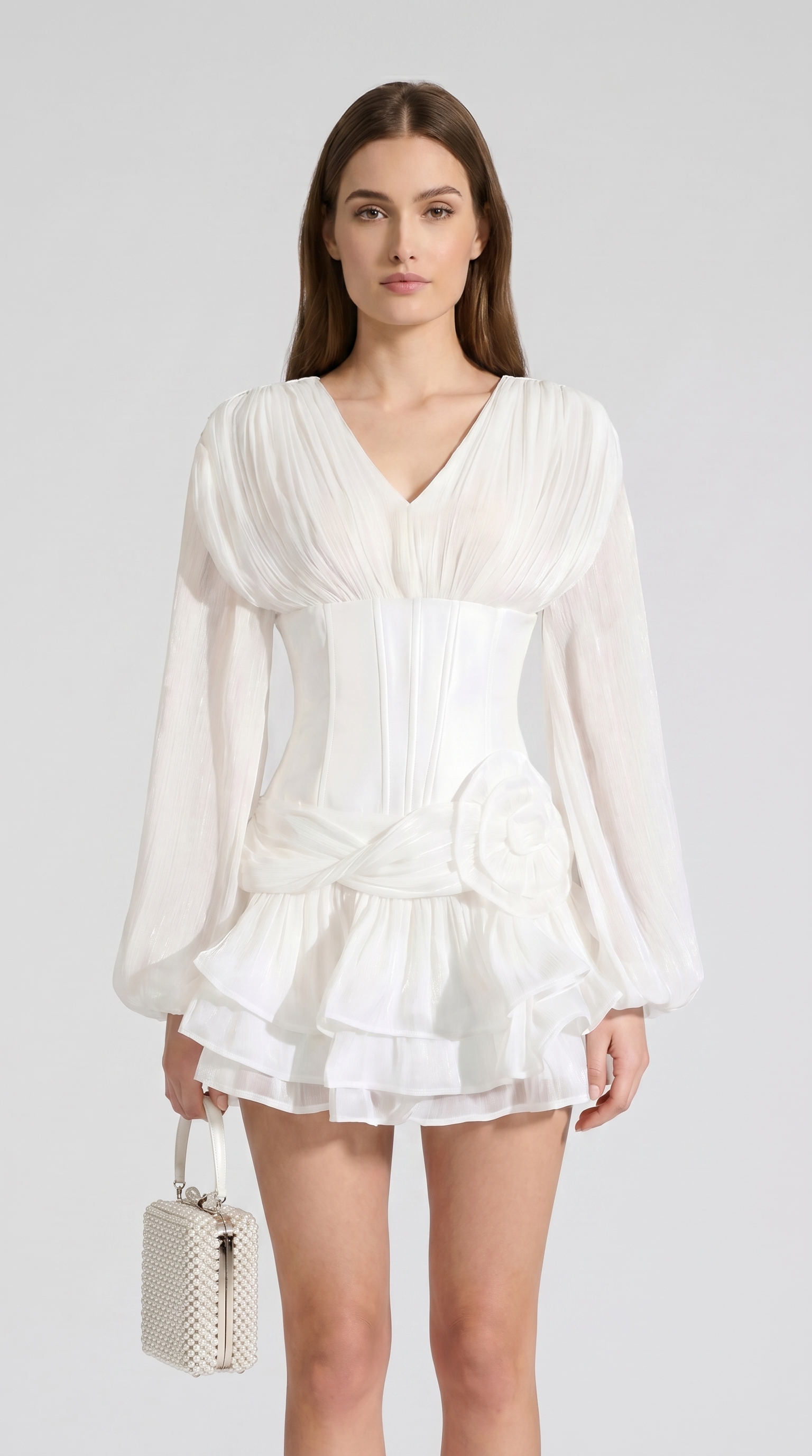 Massi - Mini Dress with Rosette Accent