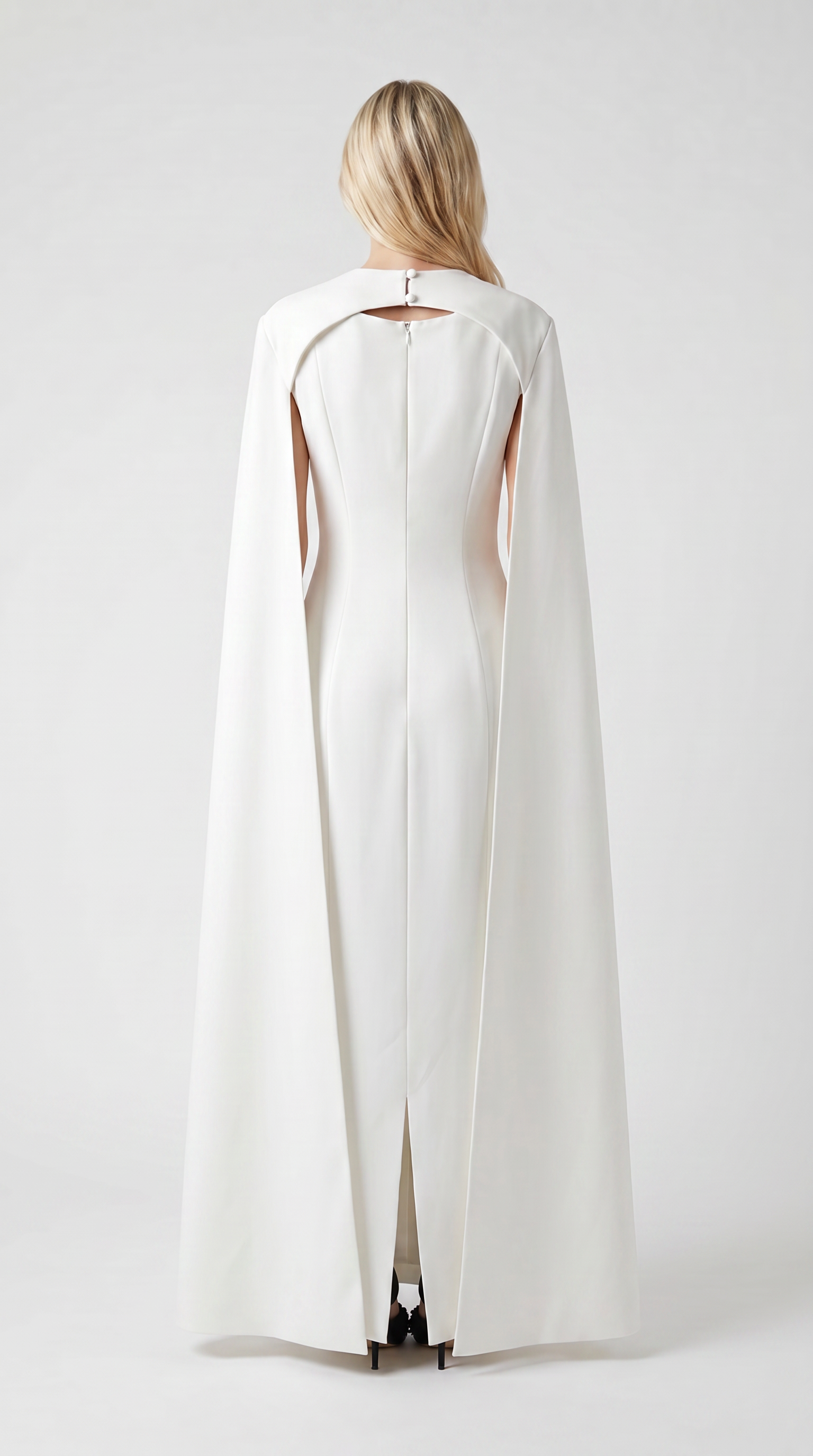 Ama - Vestido minimalista con chal combinado blanco