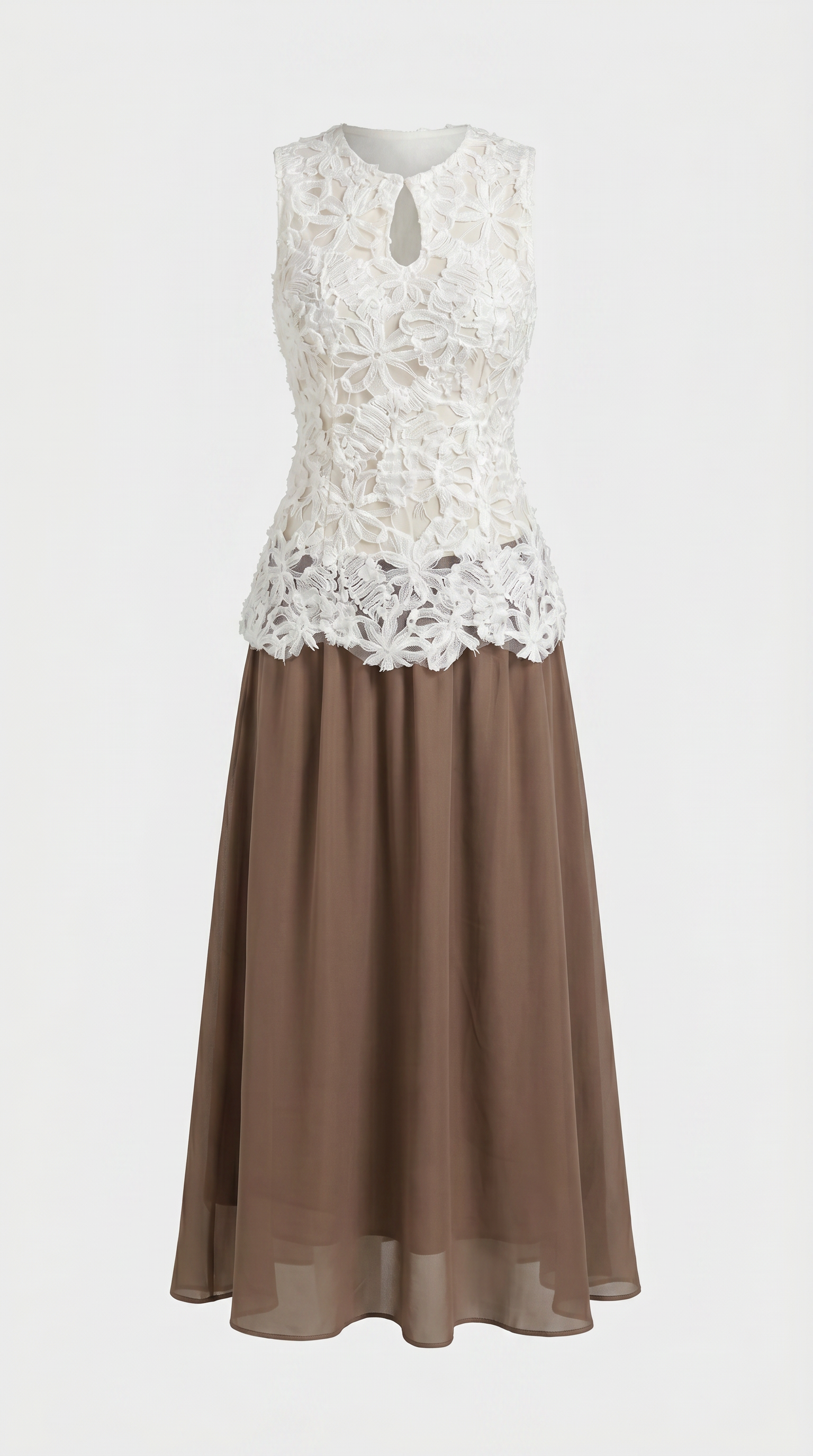 Asti - Robe midi ornée d'appliqués floraux 3D et d'éléments mixtes