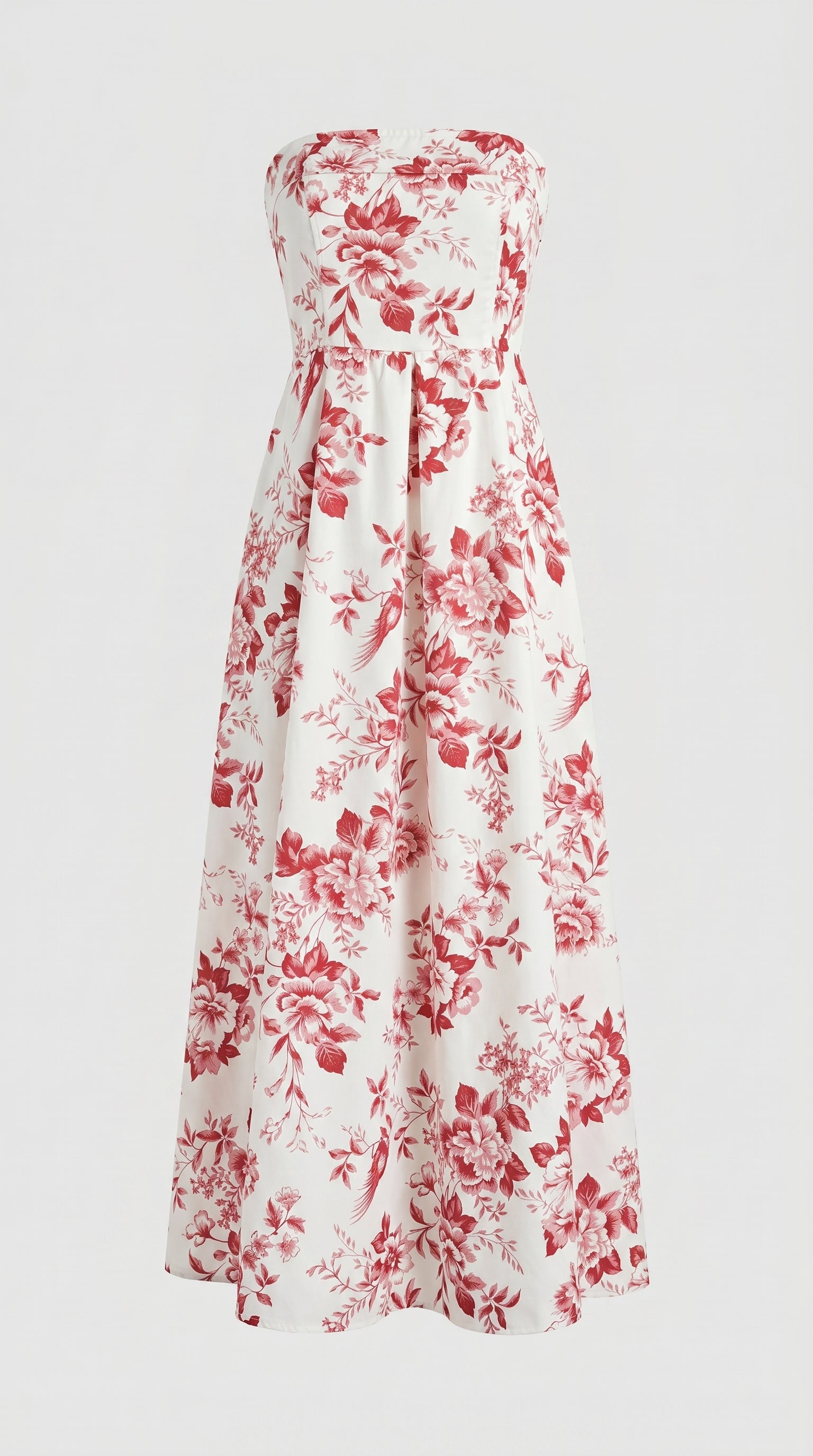 Marta - Strapless Toile de Jouy Midi Dress