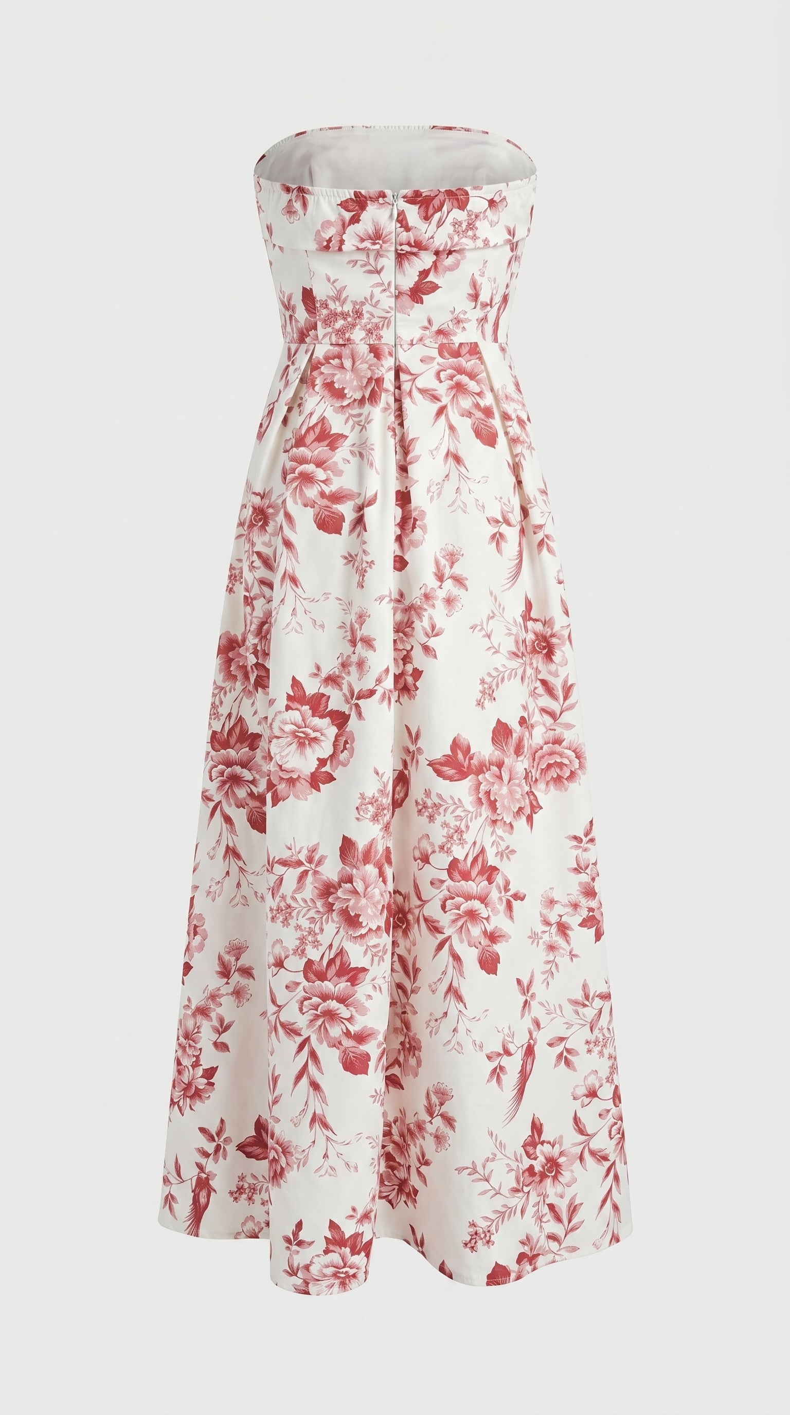 Marta - Strapless Toile de Jouy Midi Dress