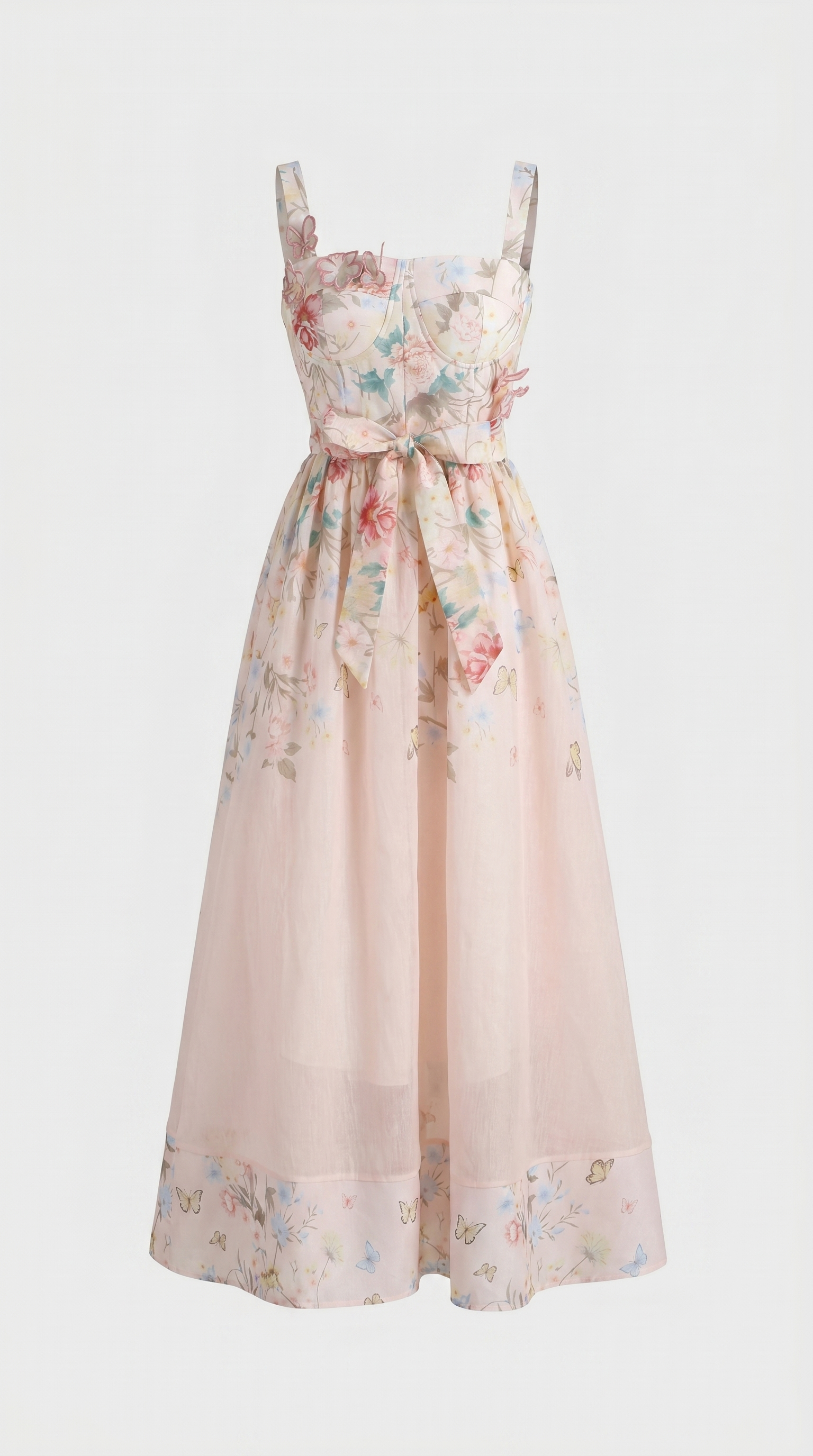 Naut - Floral Organza Bustier Midi Dress