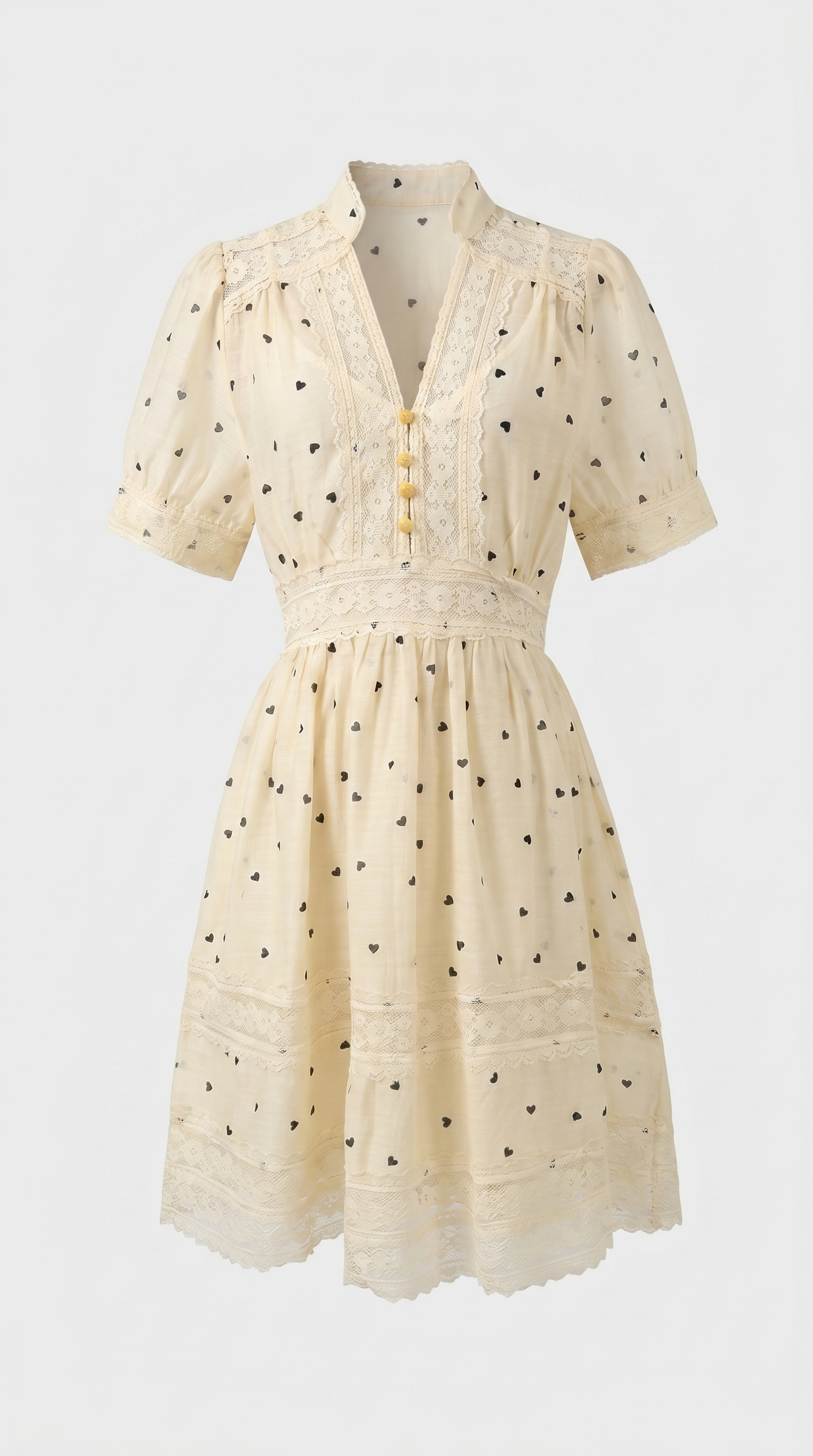 Lino - Lace-Trimmed Heart Mini Dress