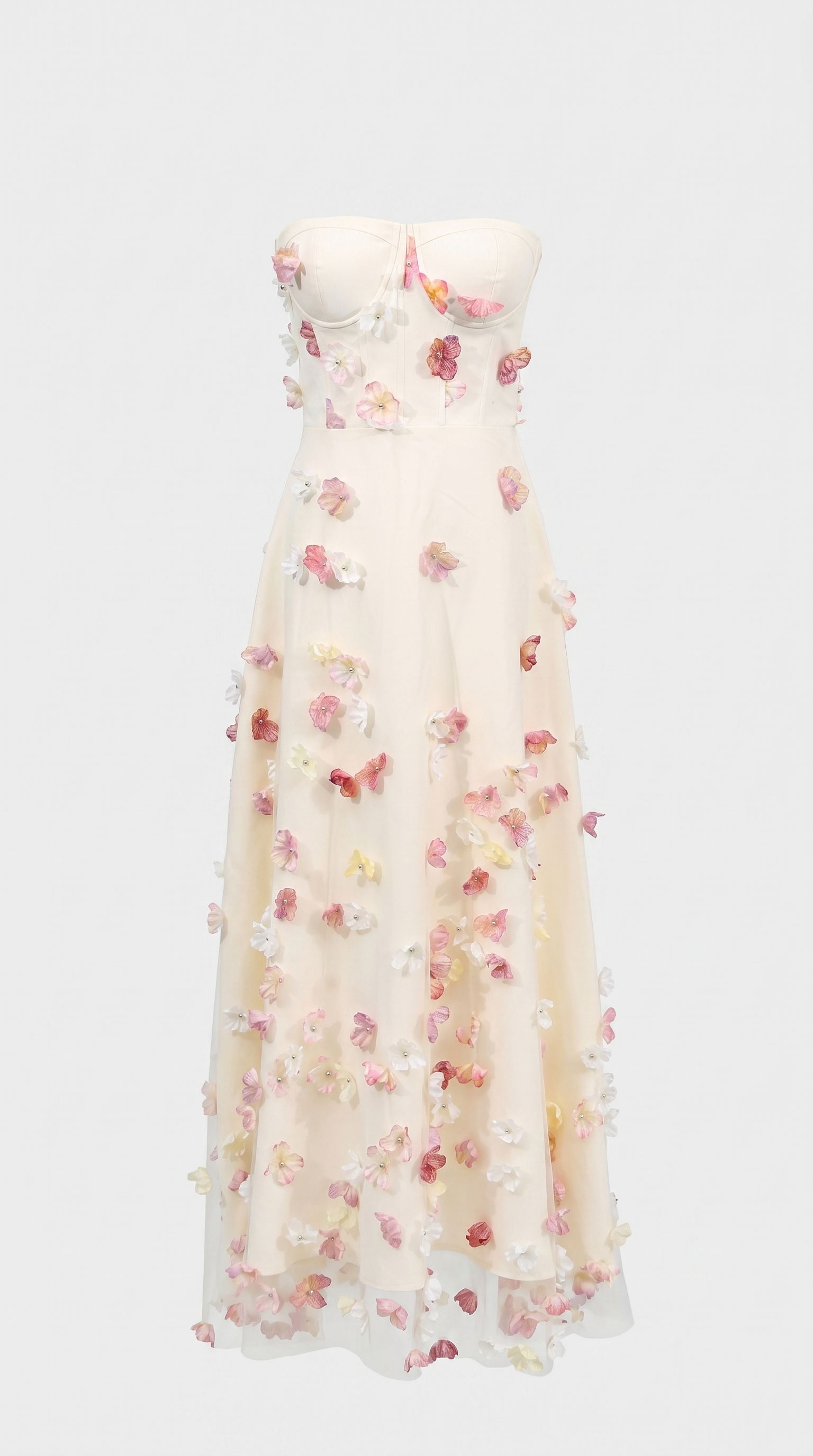 Zora - Strapless 3D Floral Tulle Maxi Gown
