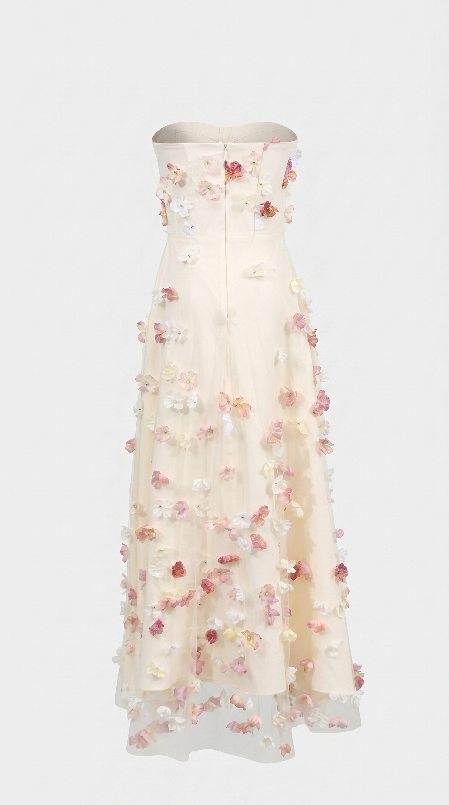 Zora - Strapless 3D Floral Tulle Maxi Gown