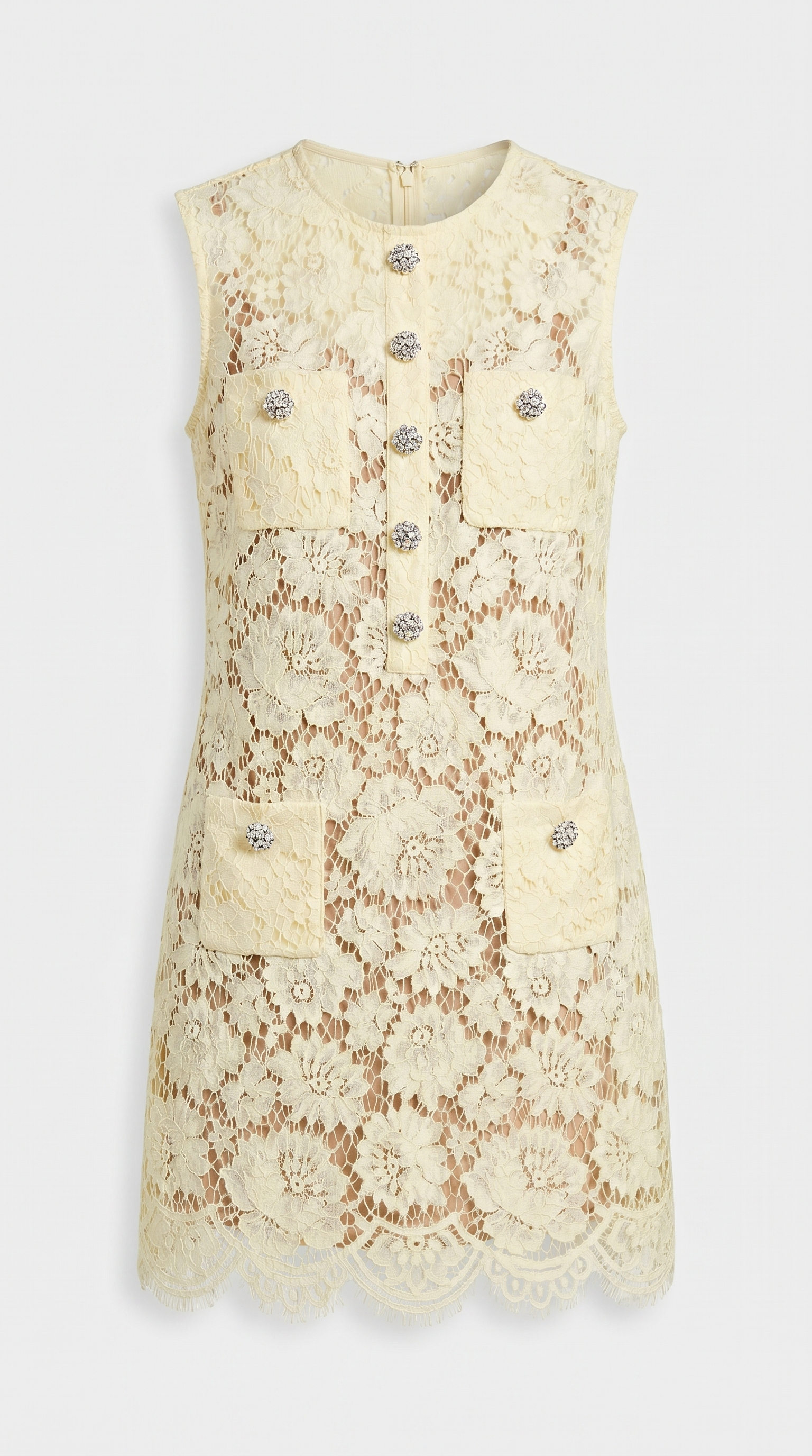 Tide - Sleeveless Floral Lace Shift Mini Dress