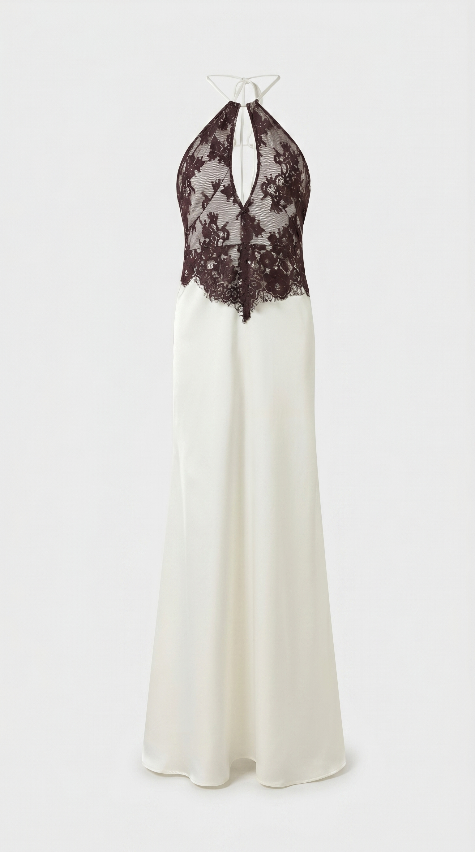 Suno - Halter Lace and Satin Slip Gown