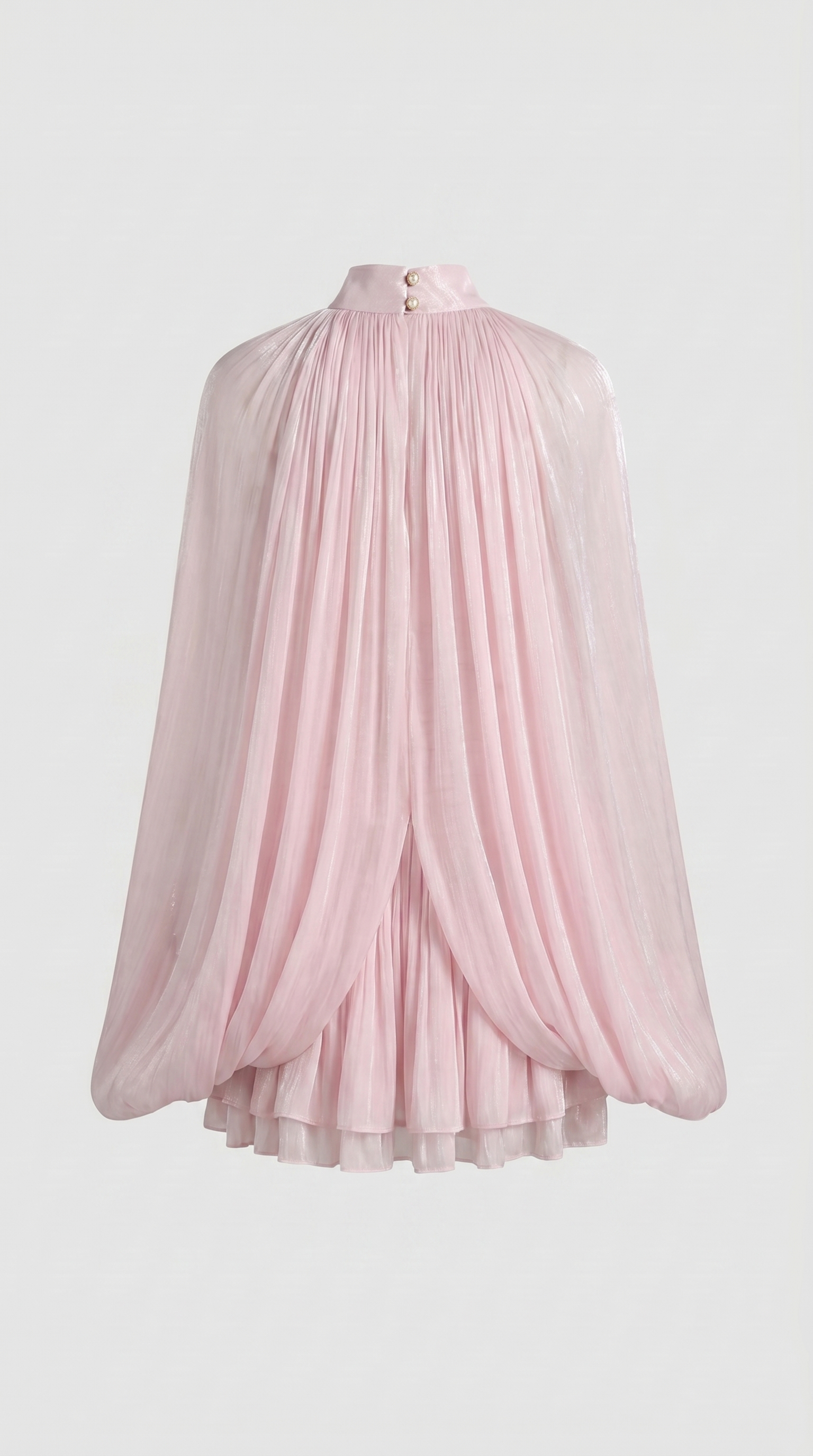 Lido - Pleated Cape-Overlay Silk Mini Dress