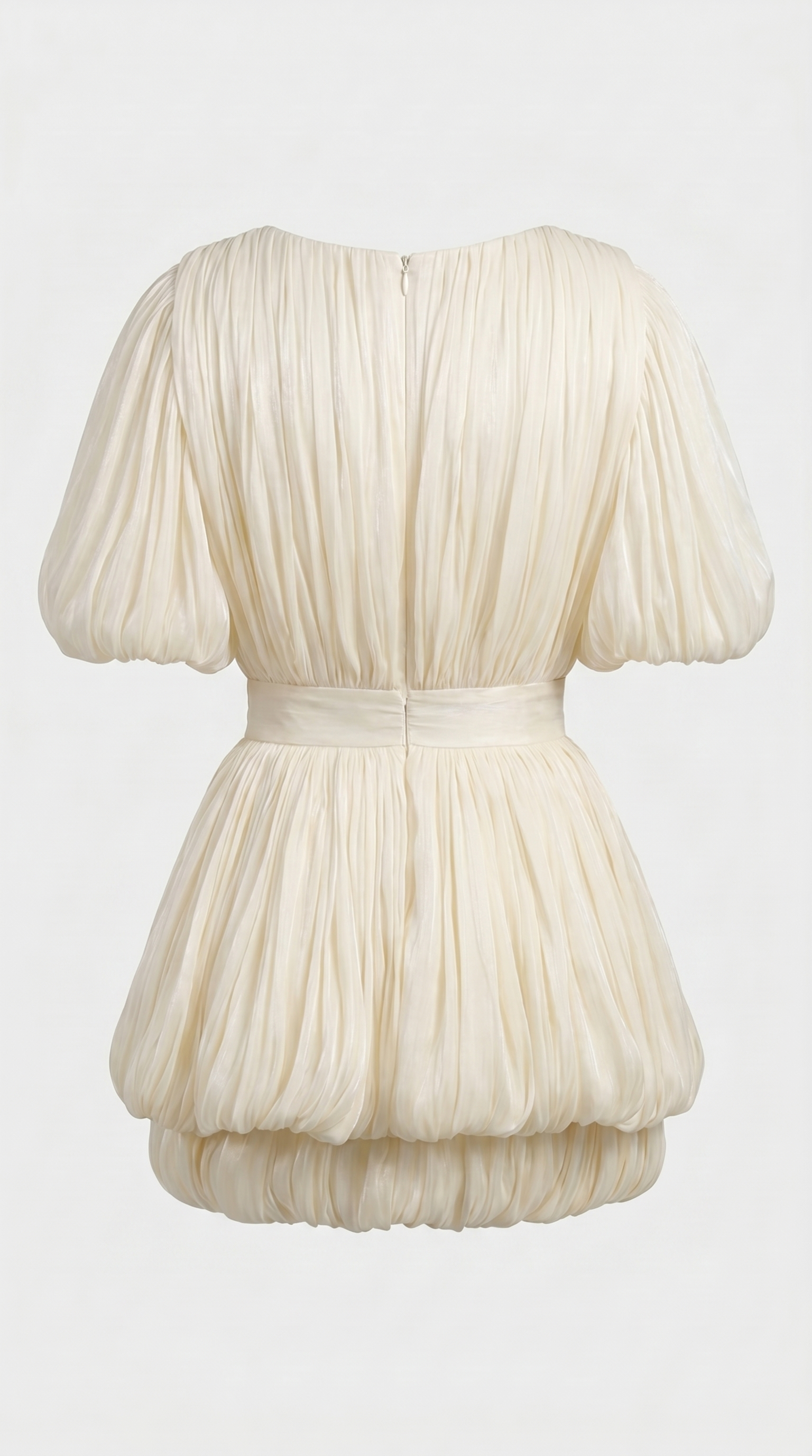 Cleo - Plissé Ruffled Bubble Mini Dress with 3D Rosette