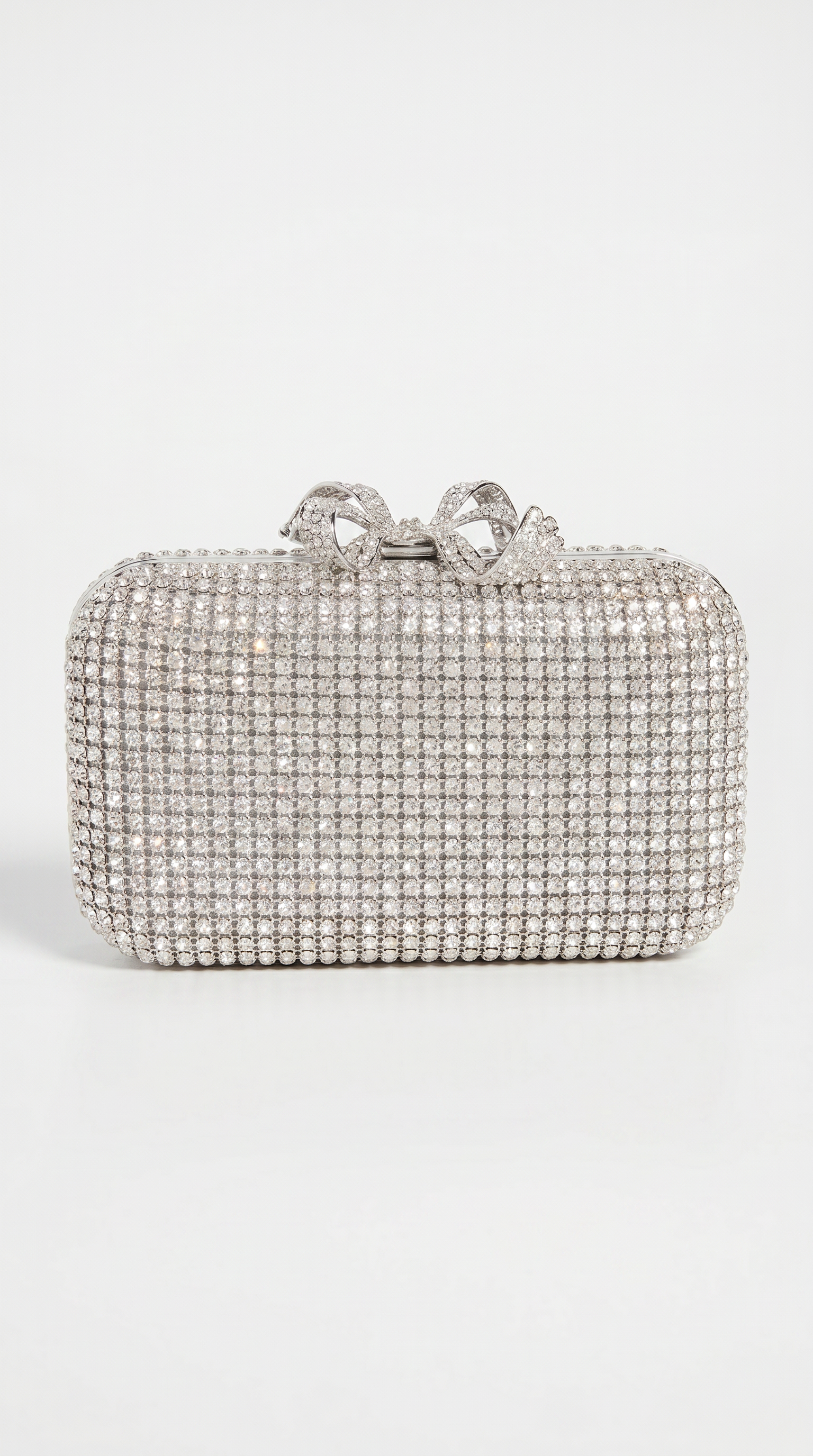 Thal - Crystal-Encrusted Bow Minaudière Clutch Sliver