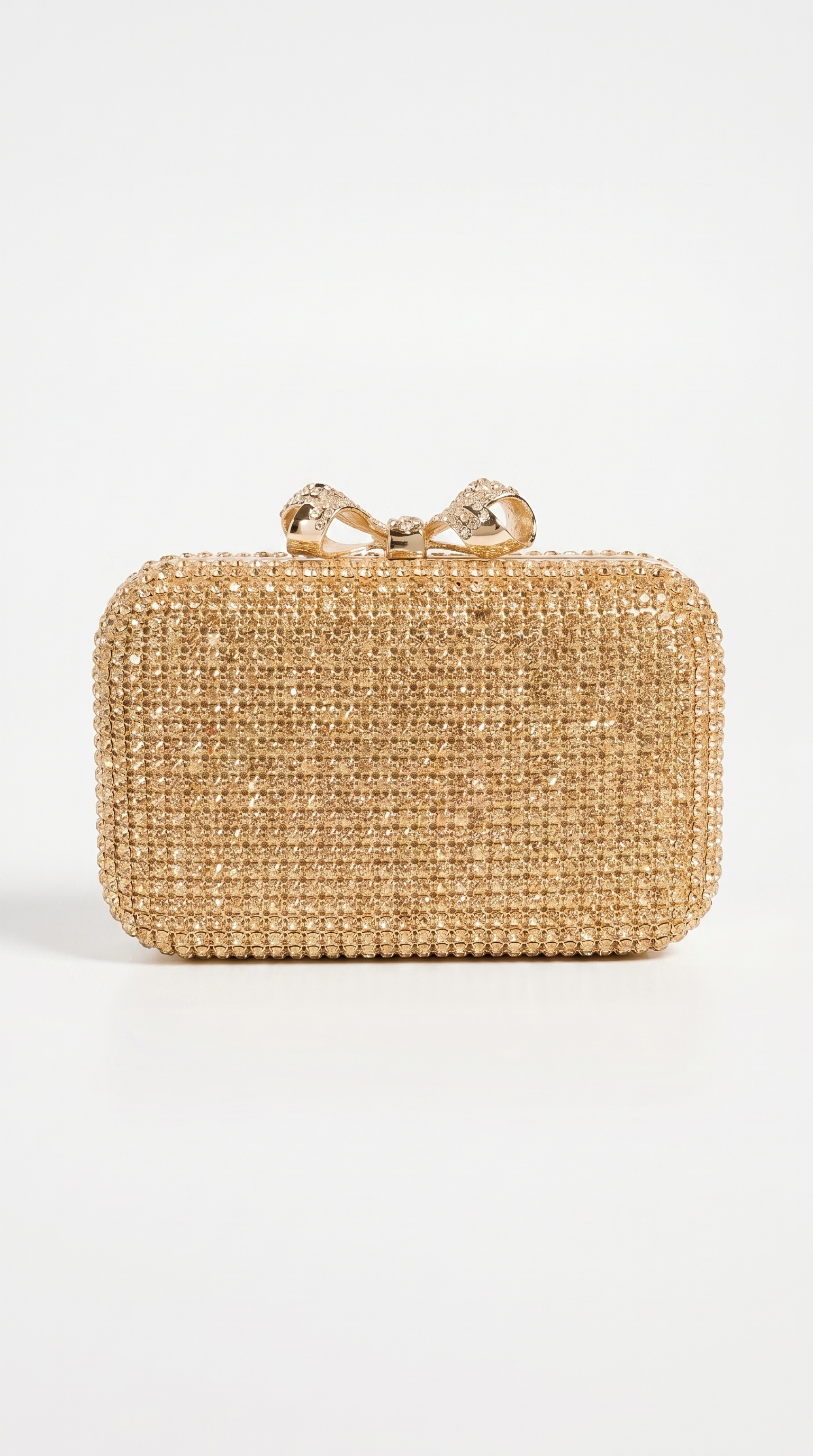 Thal - Crystal-Encrusted Bow Minaudière Clutch Gold