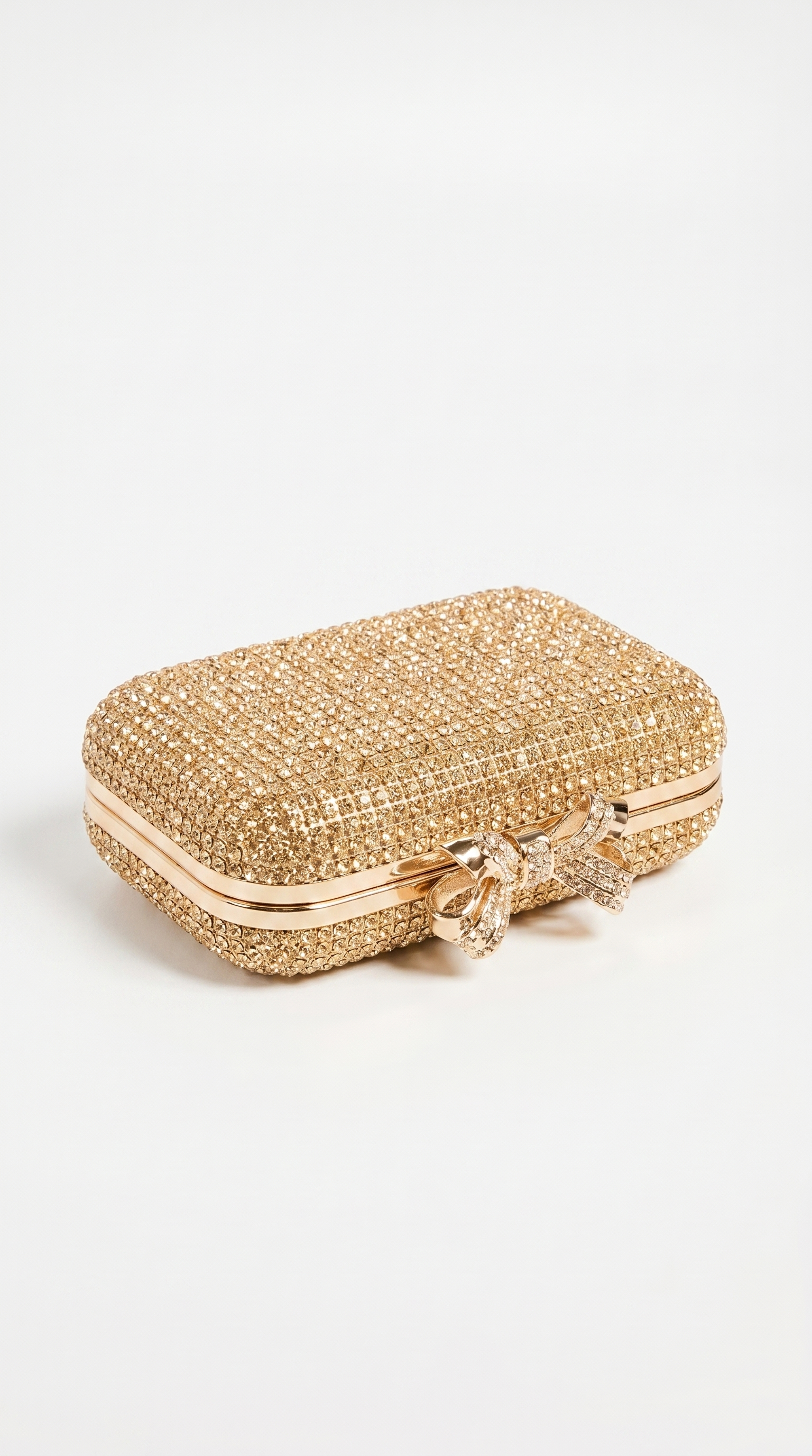 Thal - Crystal-Encrusted Bow Minaudière Clutch Gold