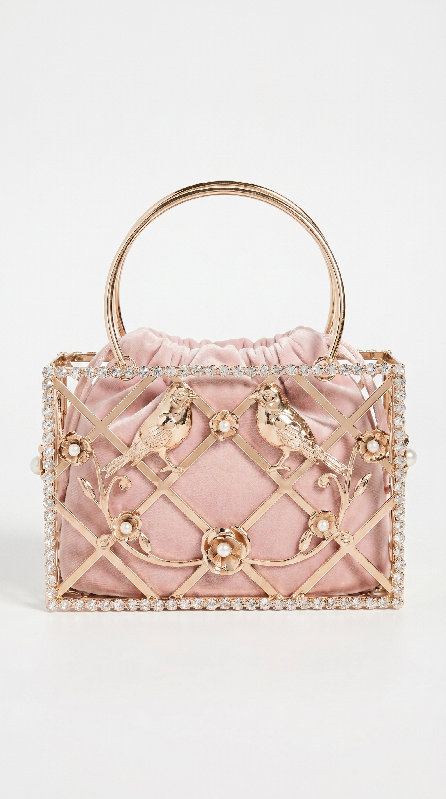 Faro - Crystal Cage Bird Handle Bag Pink