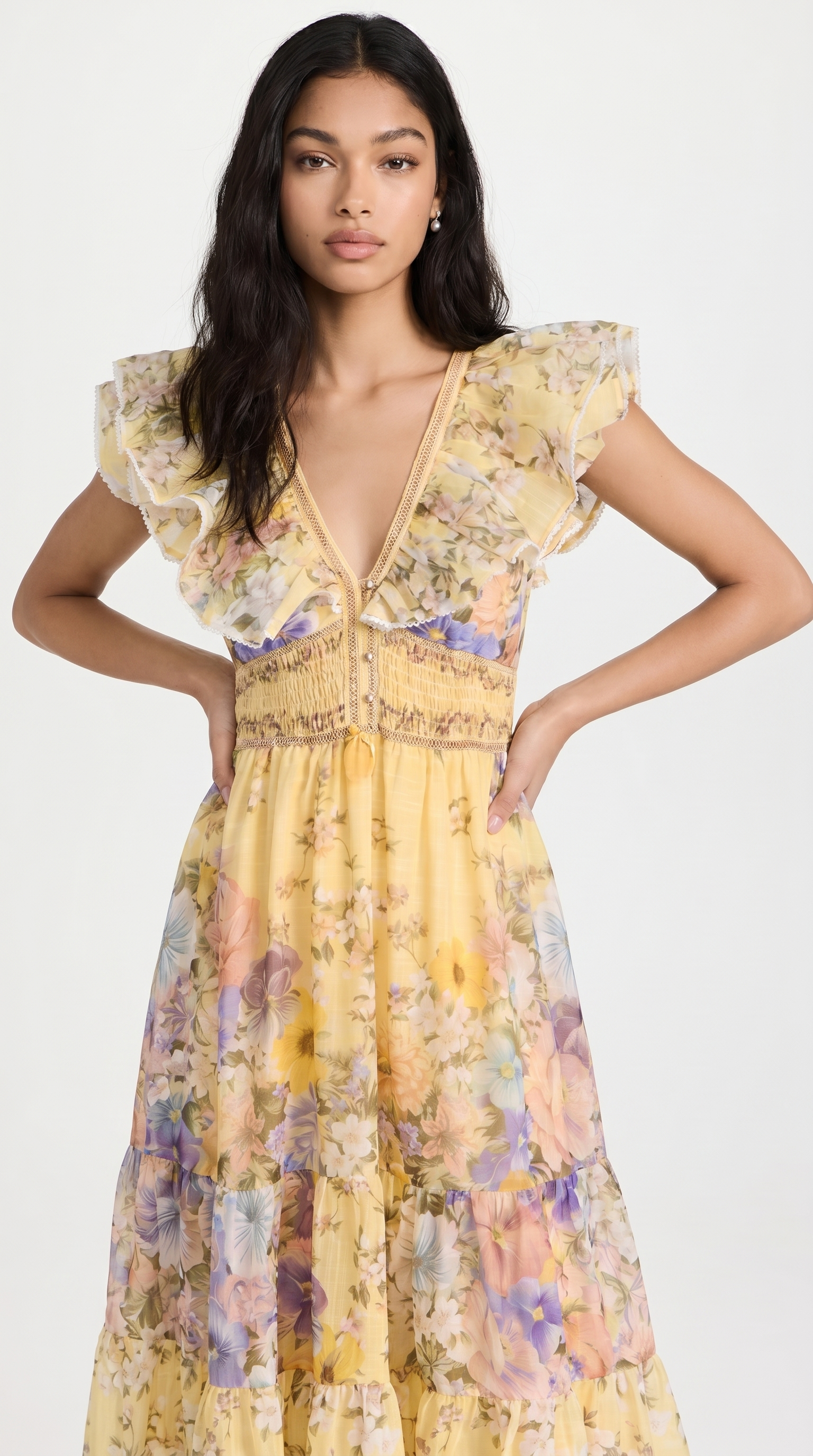 Natalia - Ruffled Tiered Floral Midi Dress