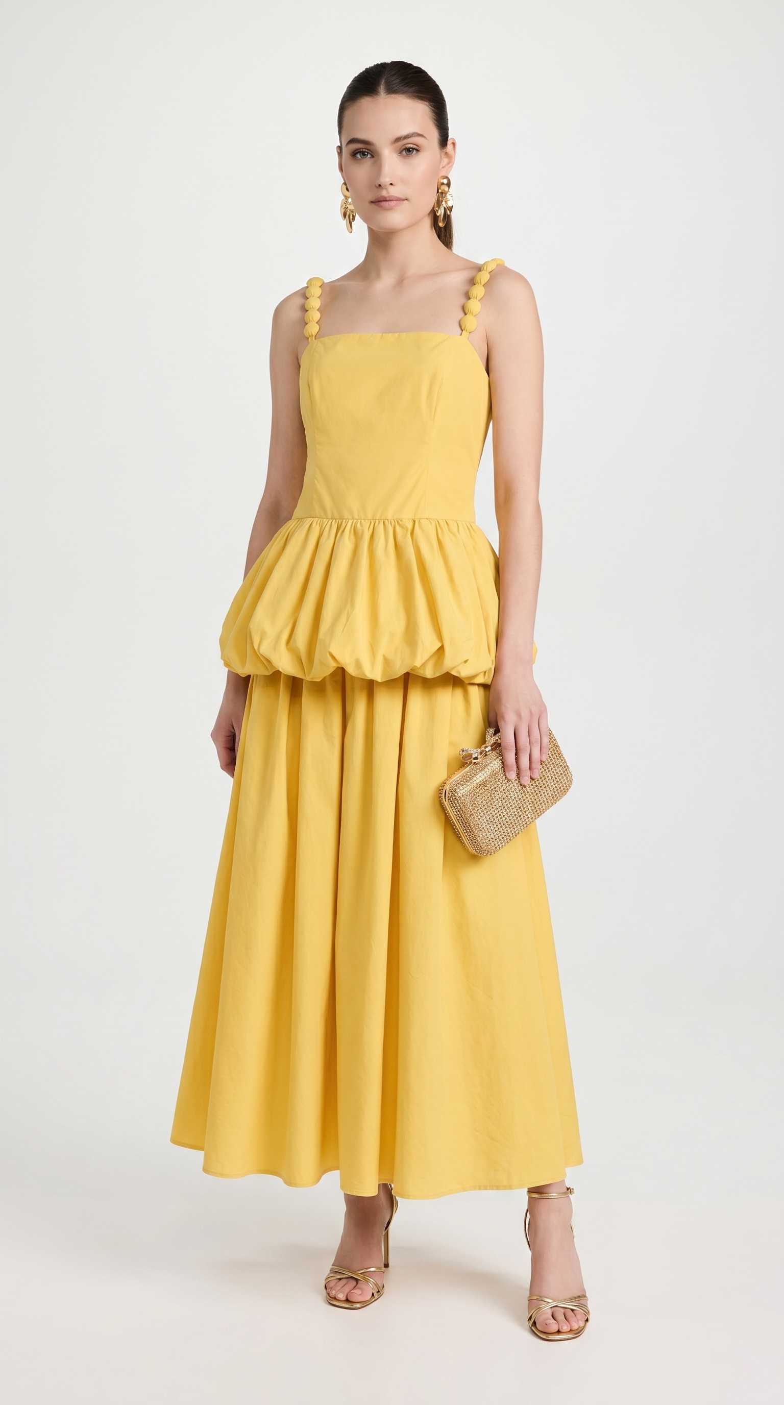 Kaza - Bubble-Tiered Maxi Dress with Bobble Straps