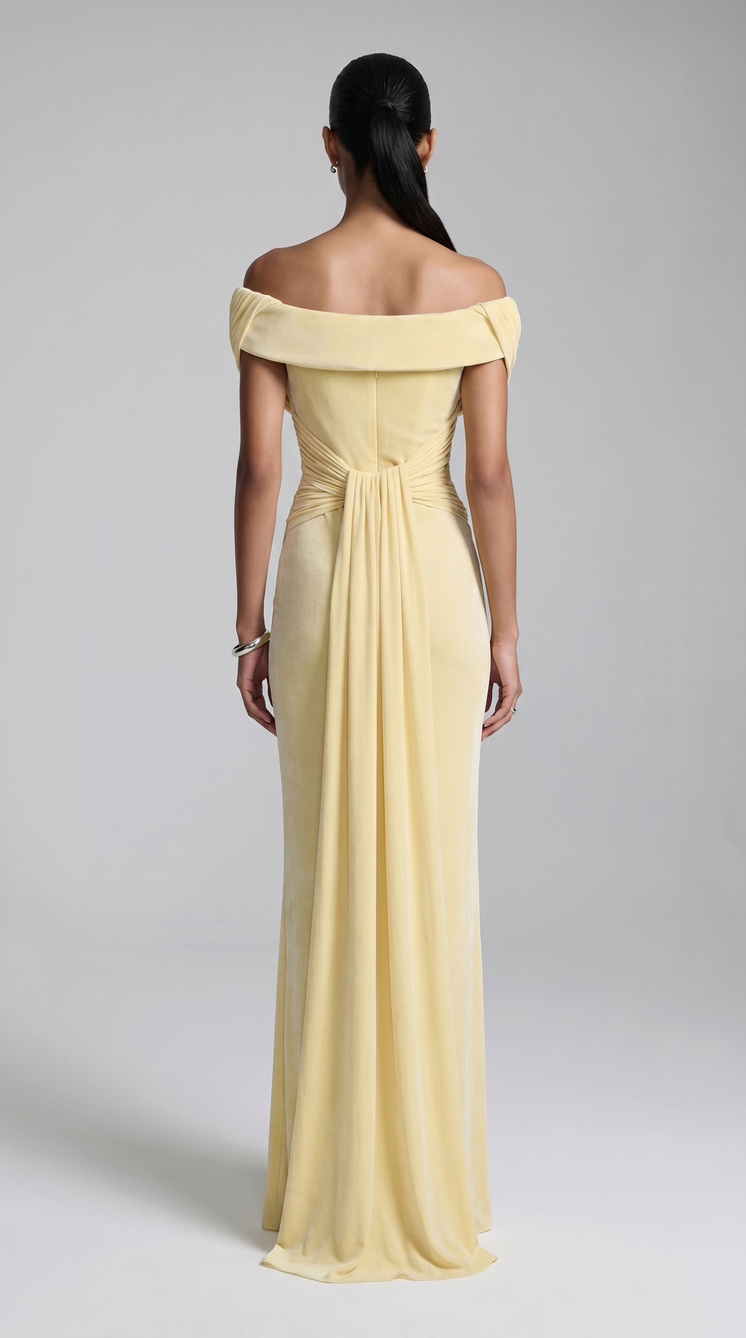 Roca - Off-the-Shoulder Draped Velvet Maxi Gown