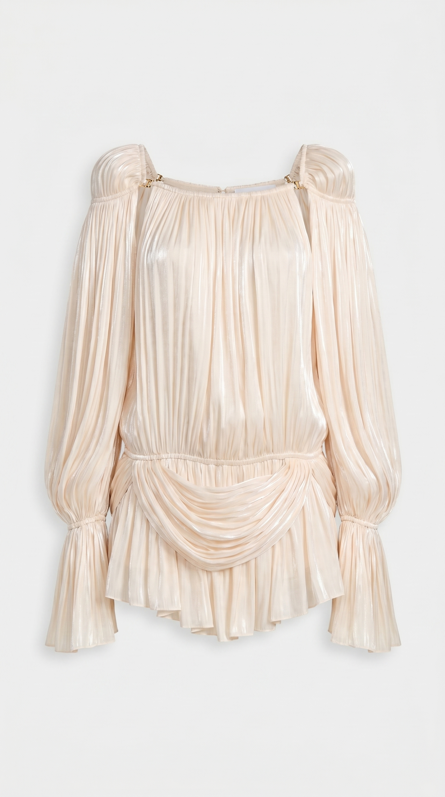 Zoni - Pleated Cold-Shoulder Mini Dress