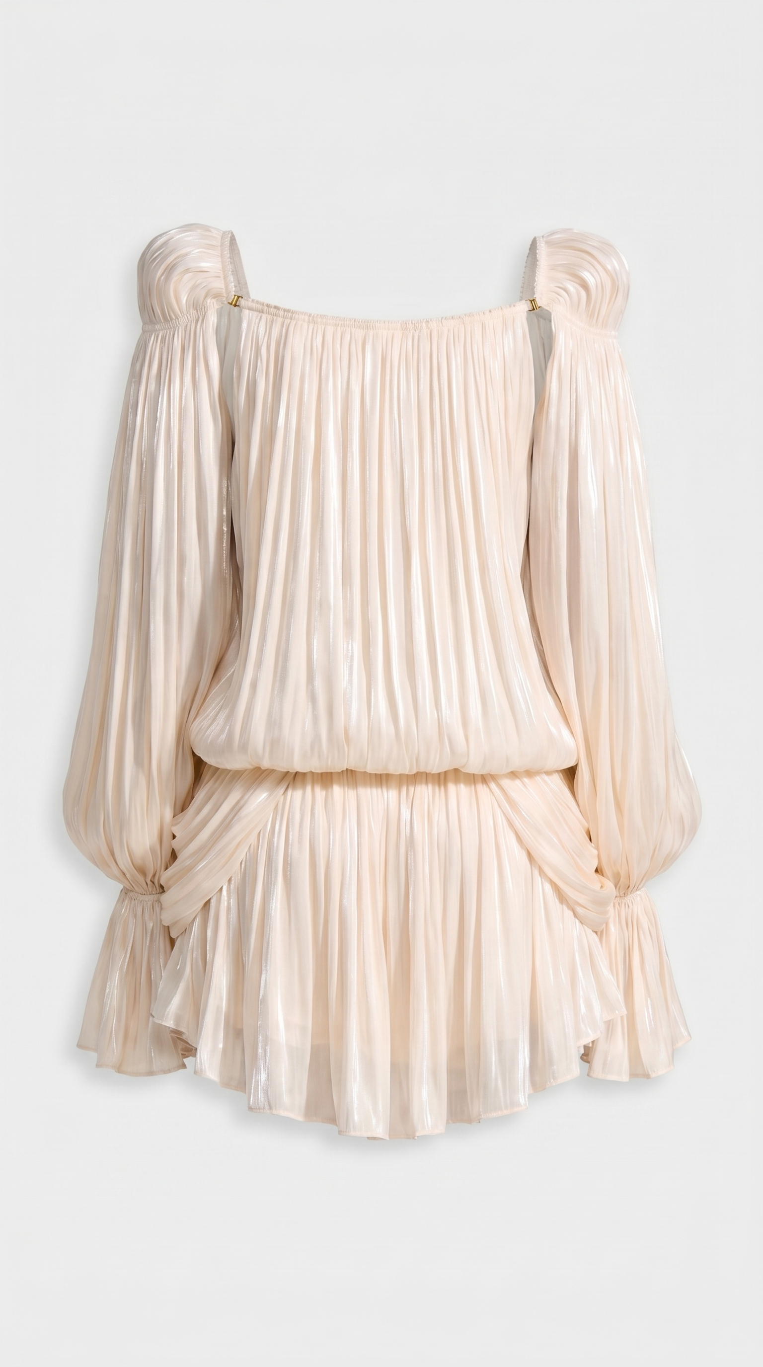 Zoni - Pleated Cold-Shoulder Mini Dress
