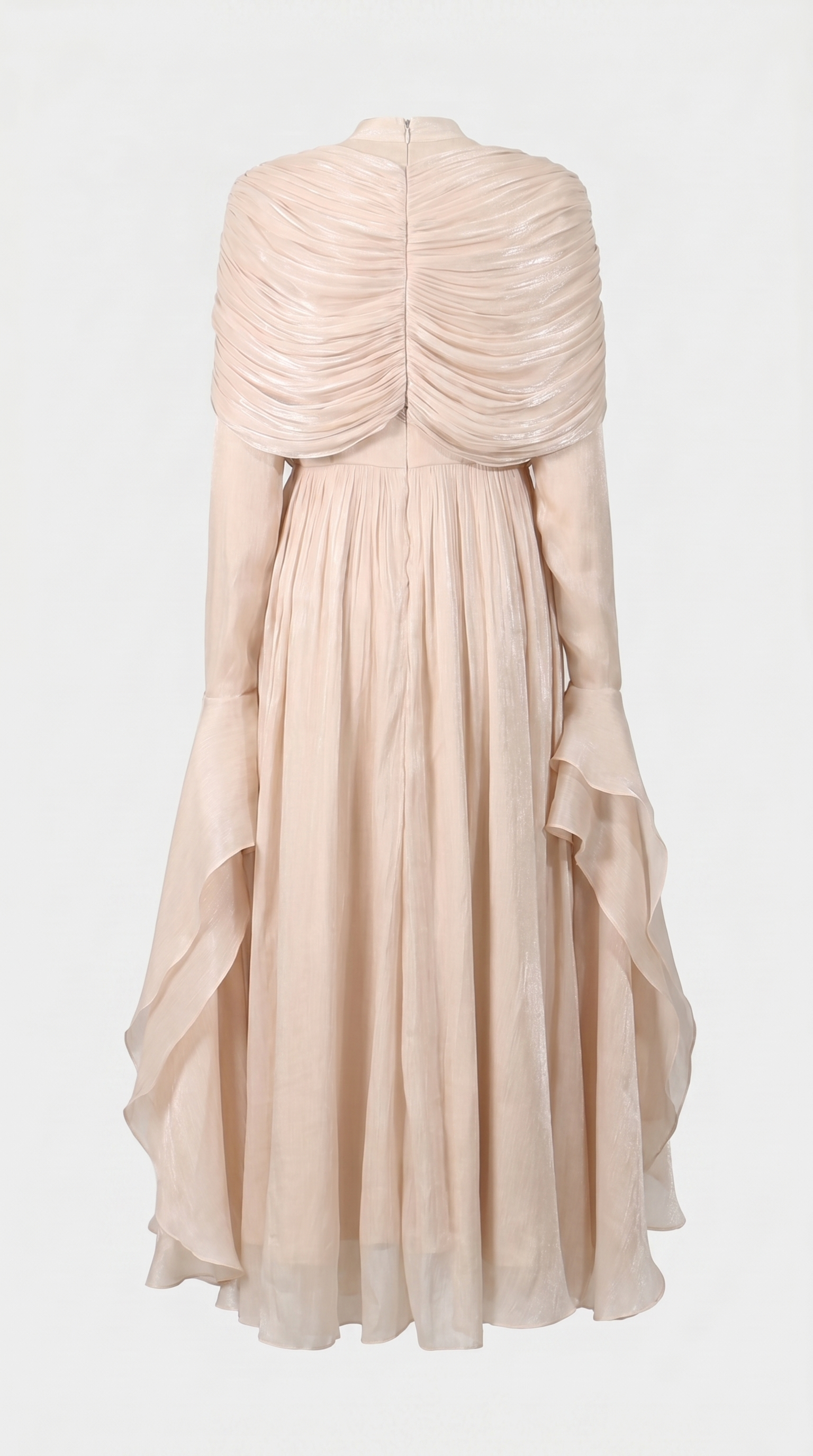 Kara - Robe plissée irrégulière à volants Abricot Clair