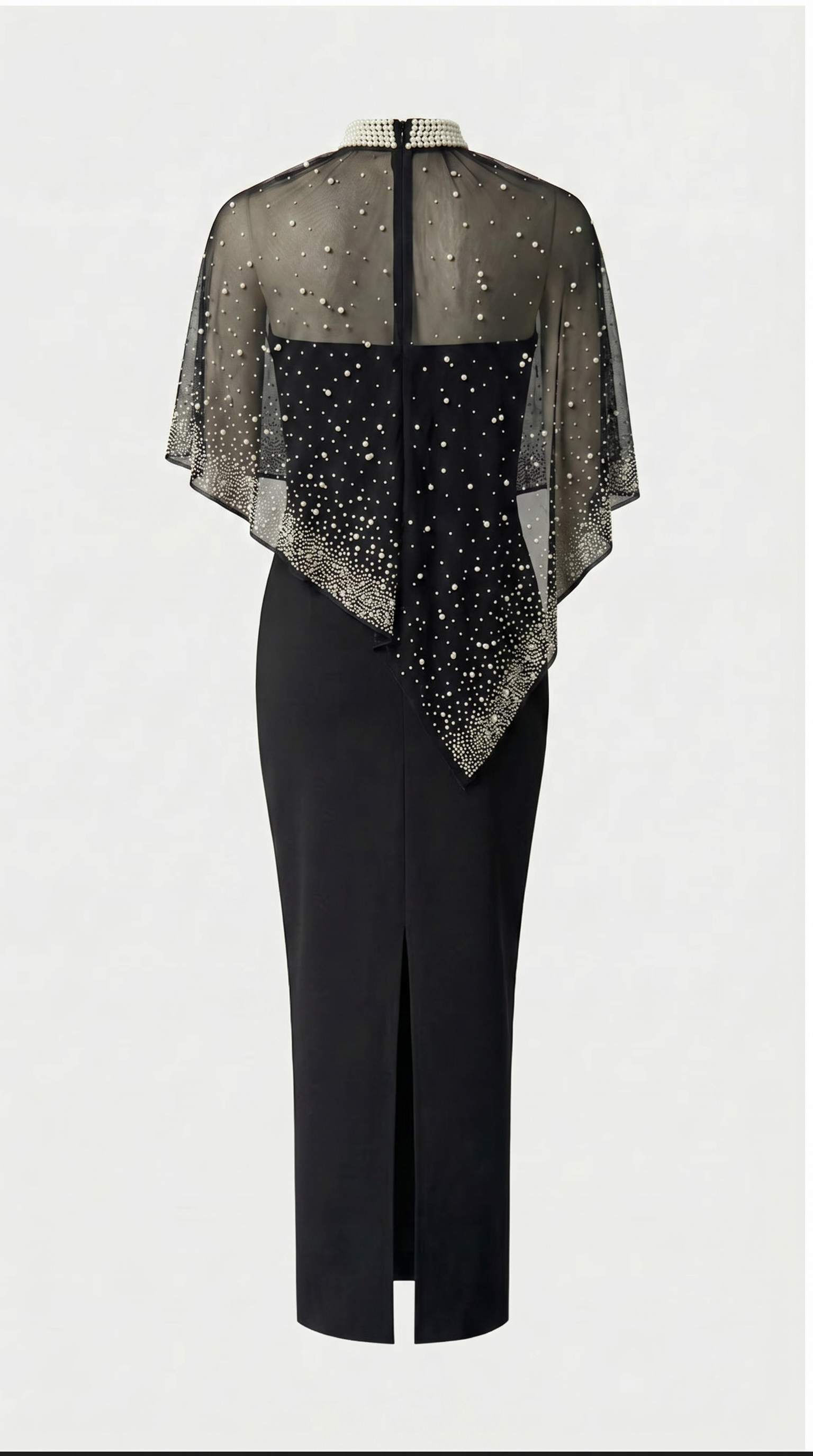Kami - Pearl-Embellished Cape Maxi Dress
