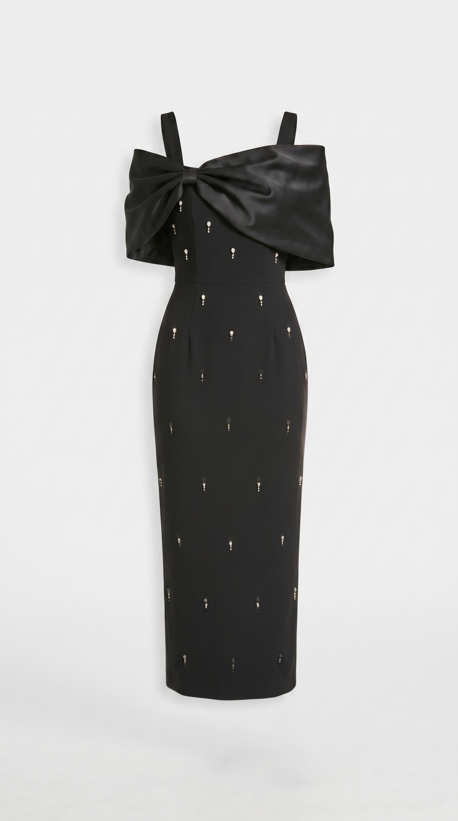 Tuli - Off-Shoulder Schleifen-Maxikleid Schwarz