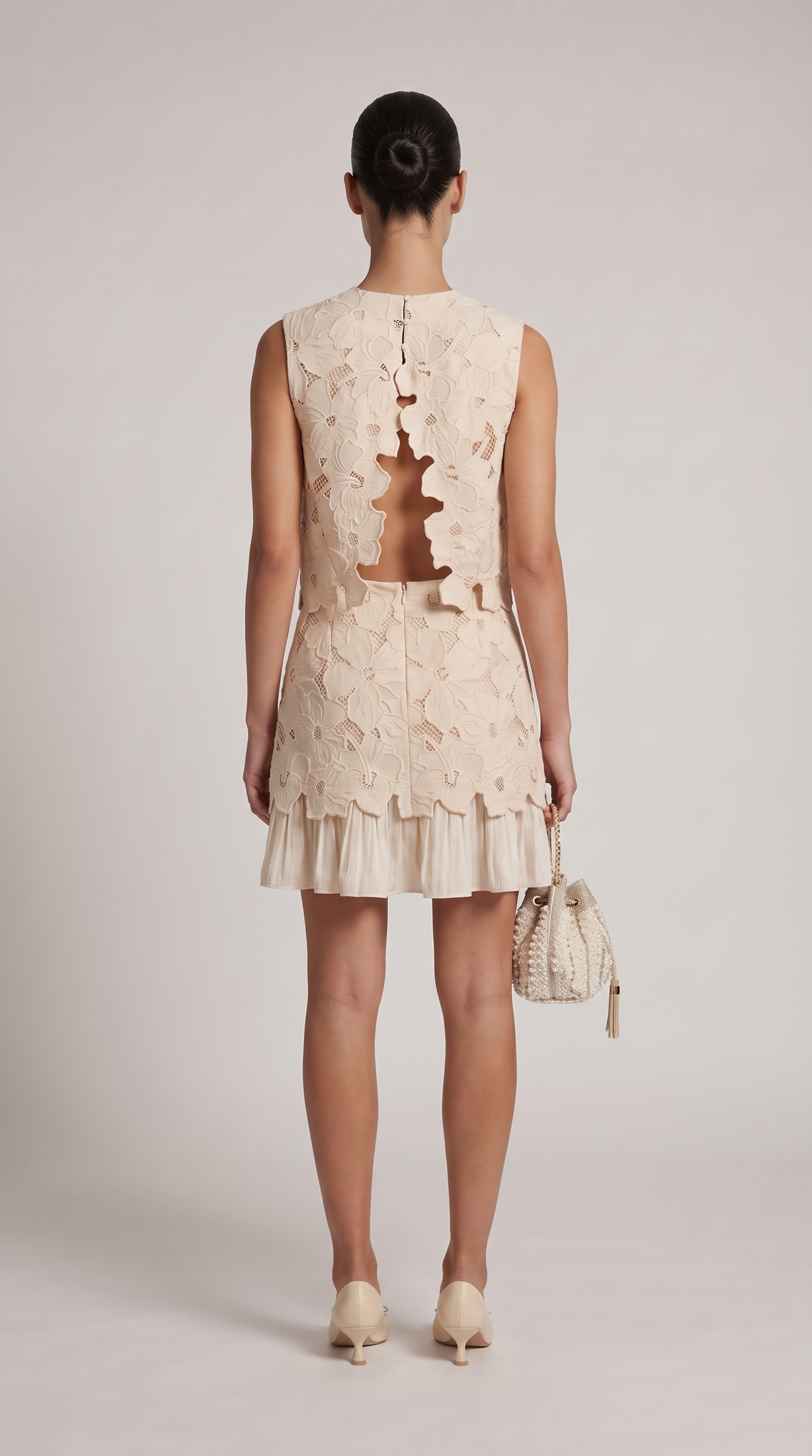 Zava - Guipure-Spitze & Falten-Chiffon-Set