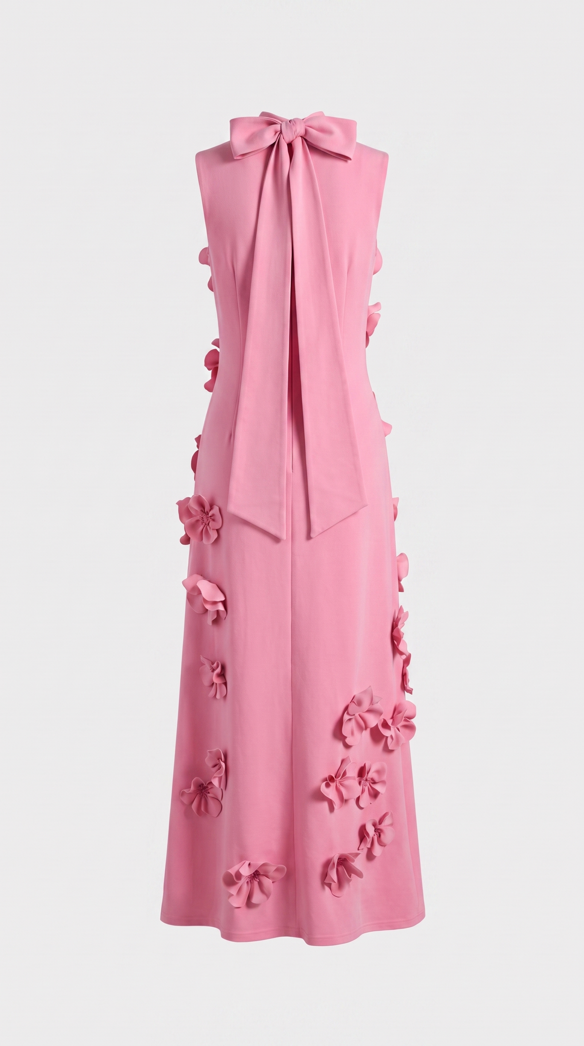 Conta - 3D Floral Appliqué Mock-Neck Maxi Gown Pink