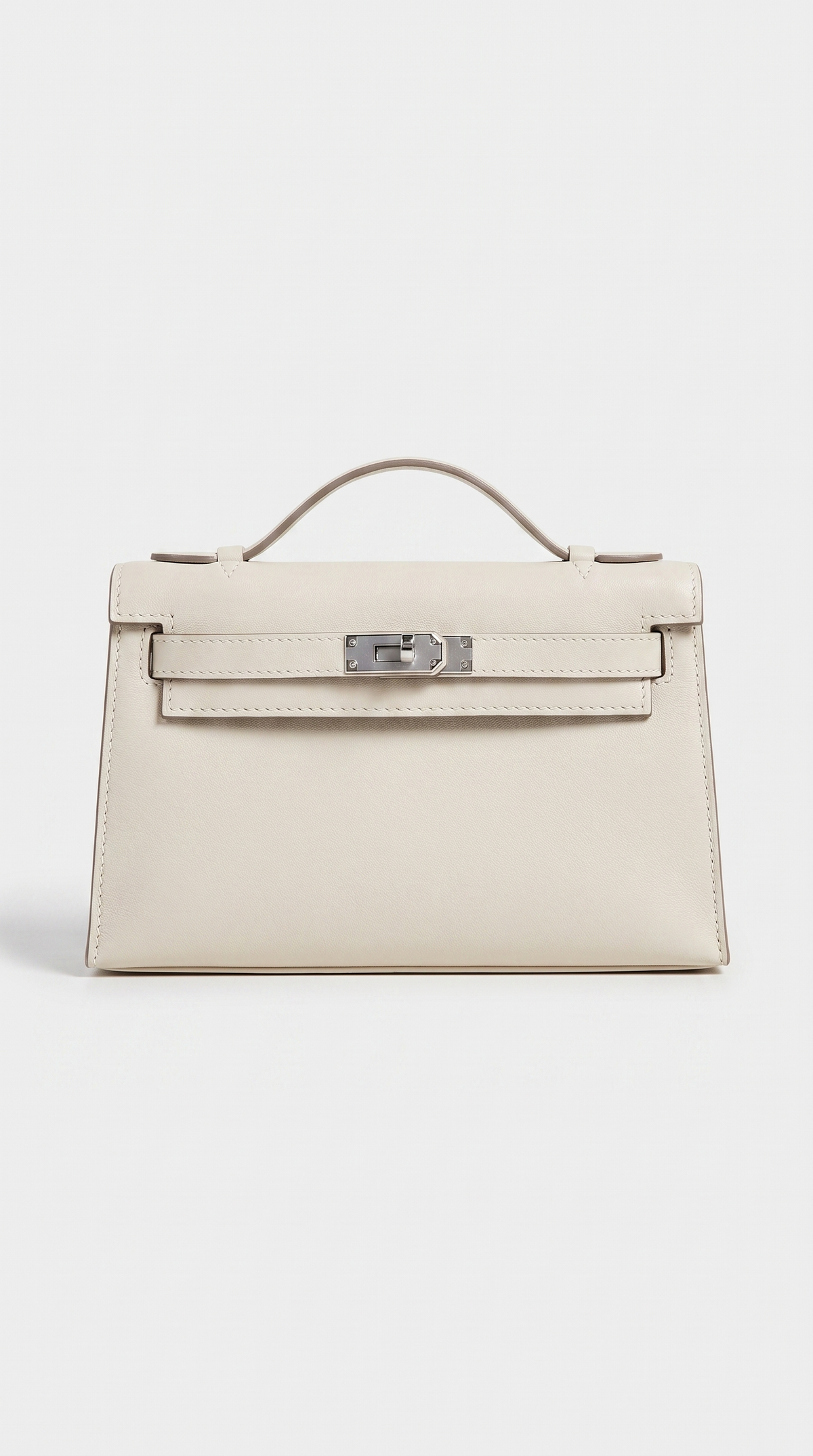 Sofi - Structured Leather Turn-Lock Handle Bag White