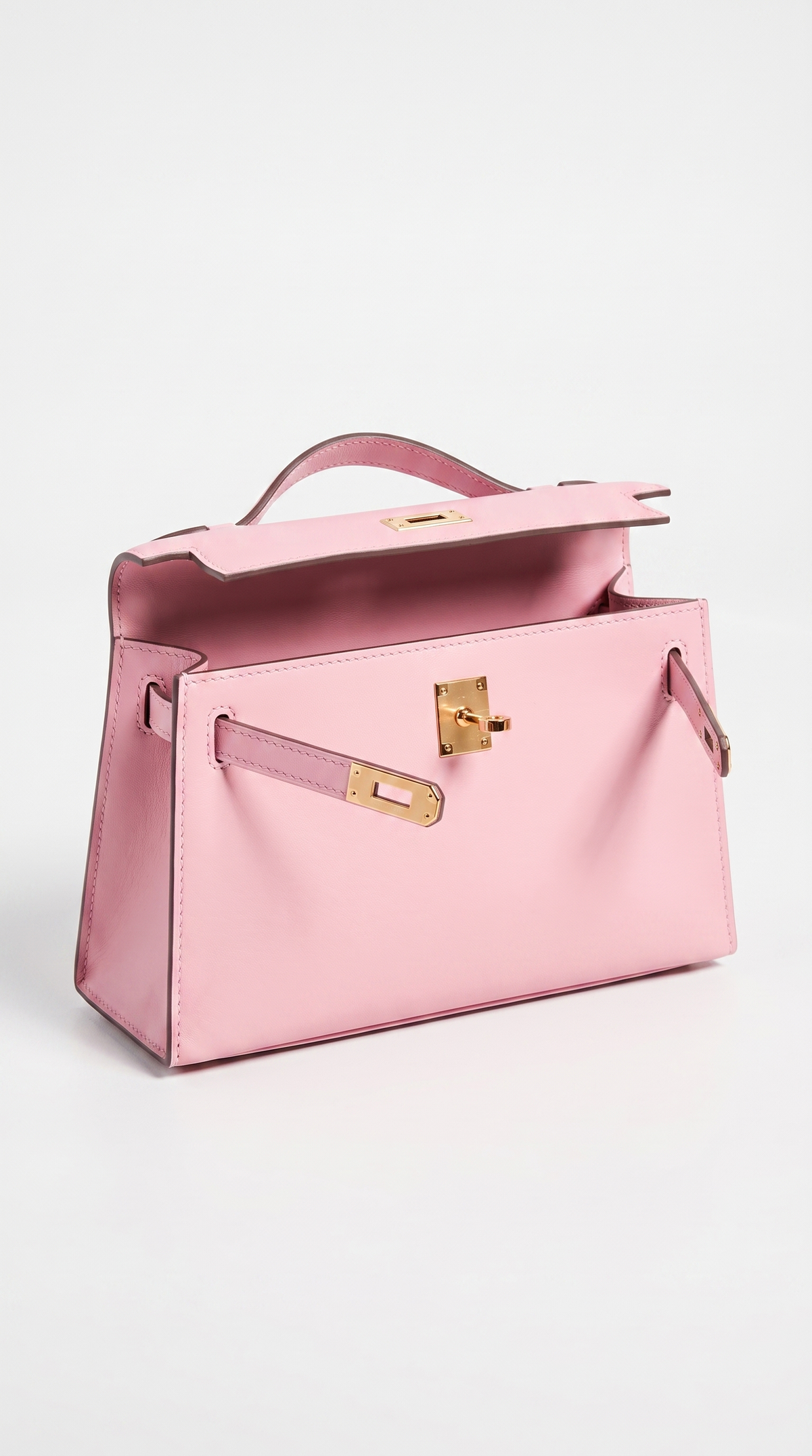 Sofi - Structured Leather Turn-Lock Handle Bag Pink