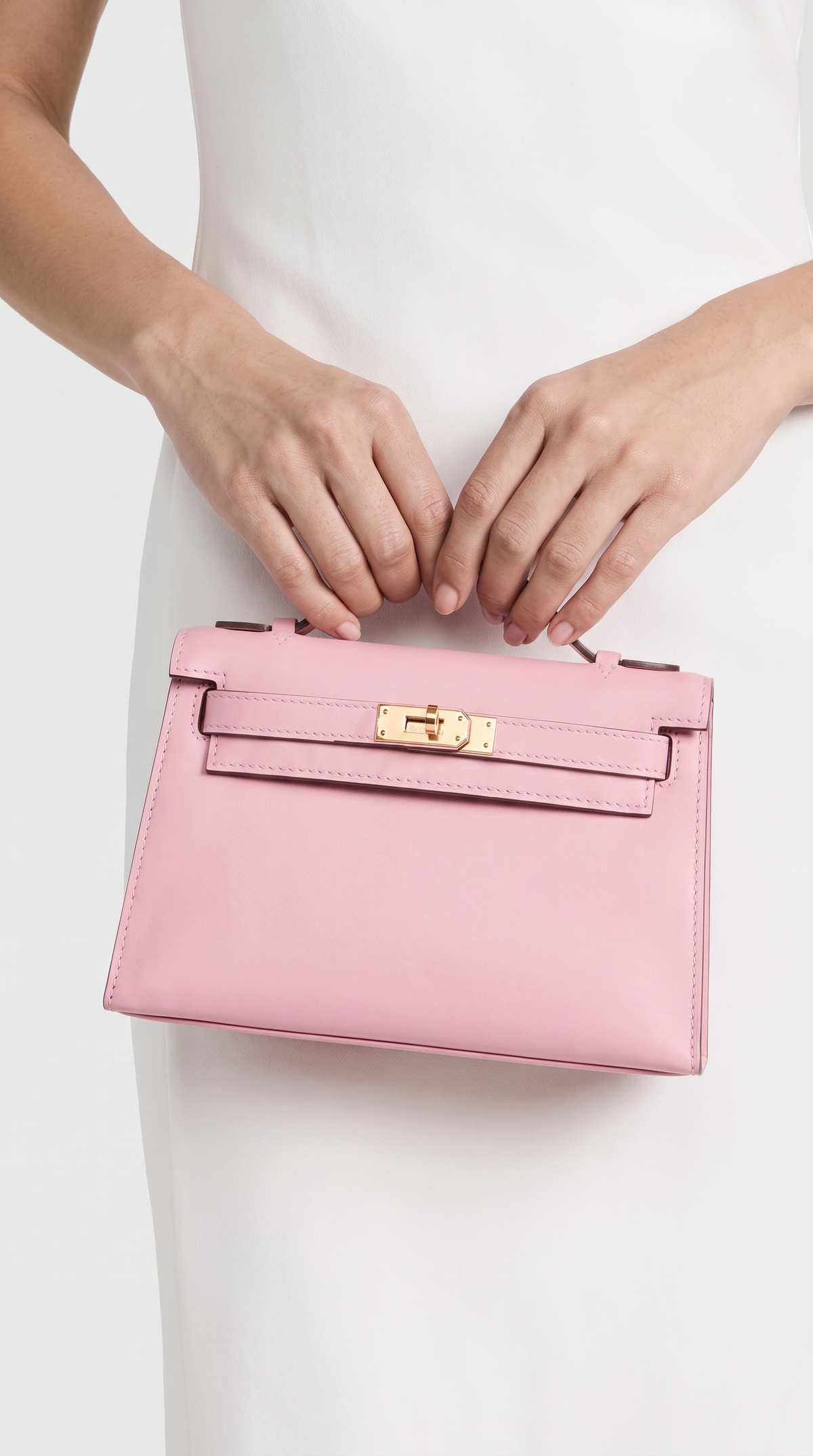 Sofi - Structured Leather Turn-Lock Handle Bag Pink