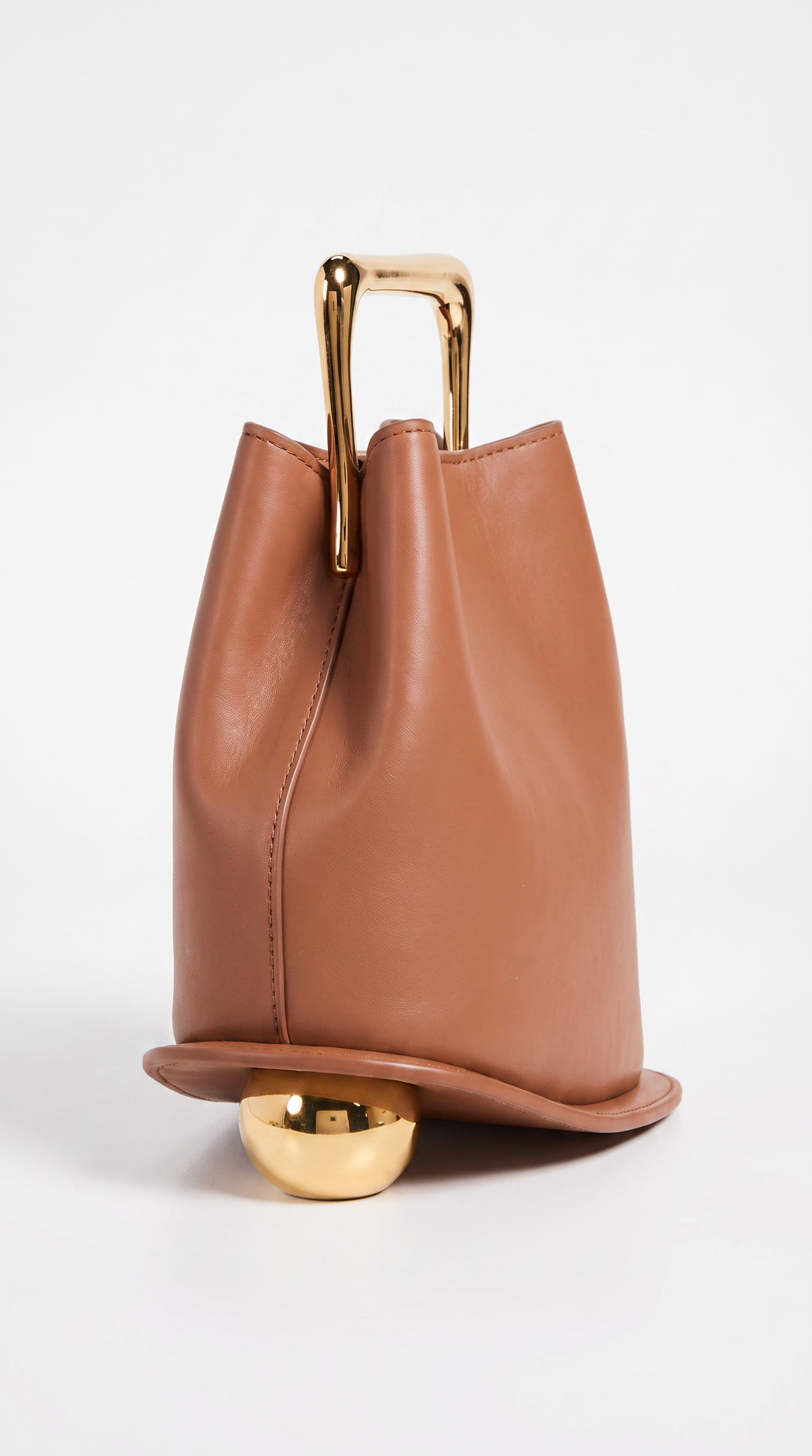 Amo - Sculptural Leather Bucket Bag with Sphere Base