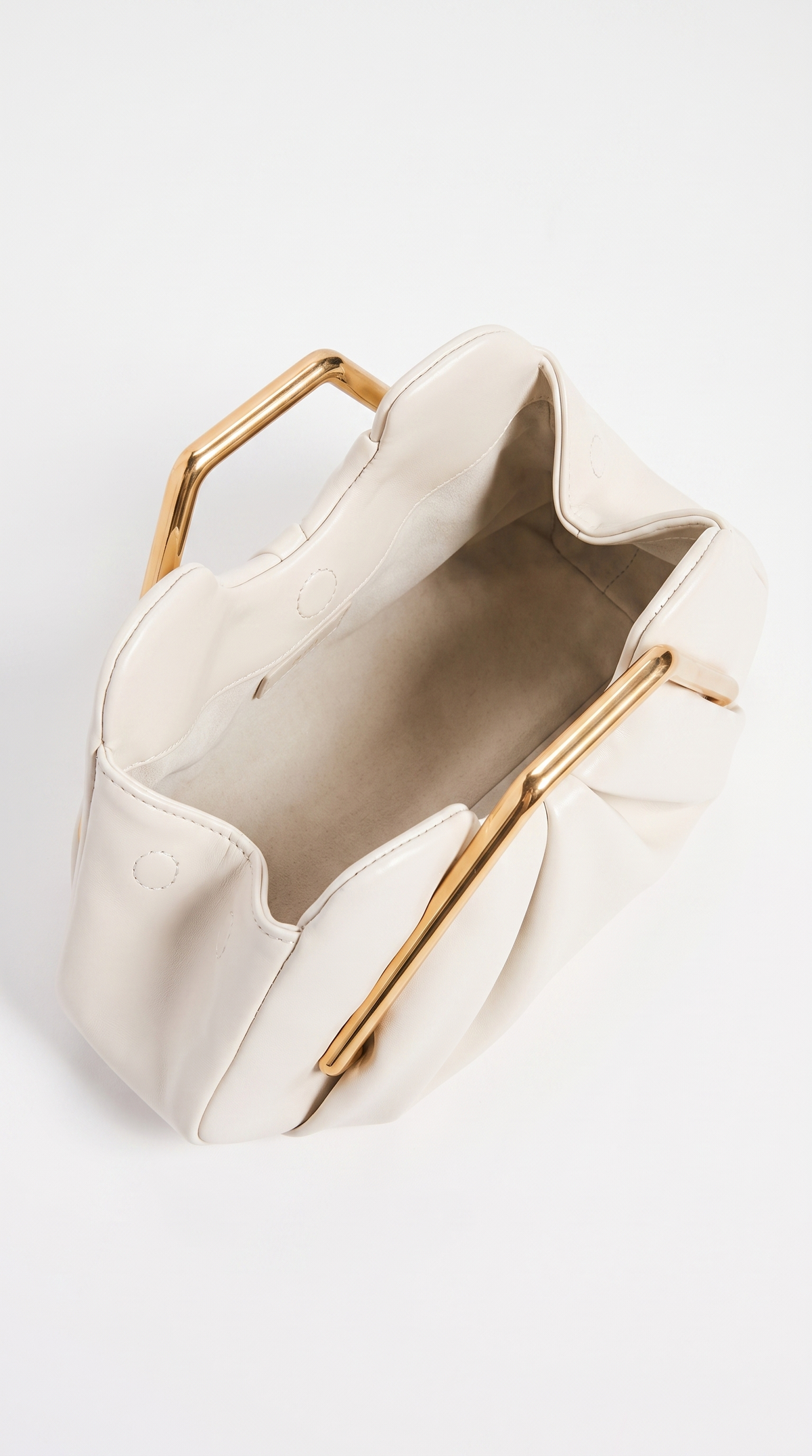 Kimo - Sculptural Ruched Leather Frame Clutch White