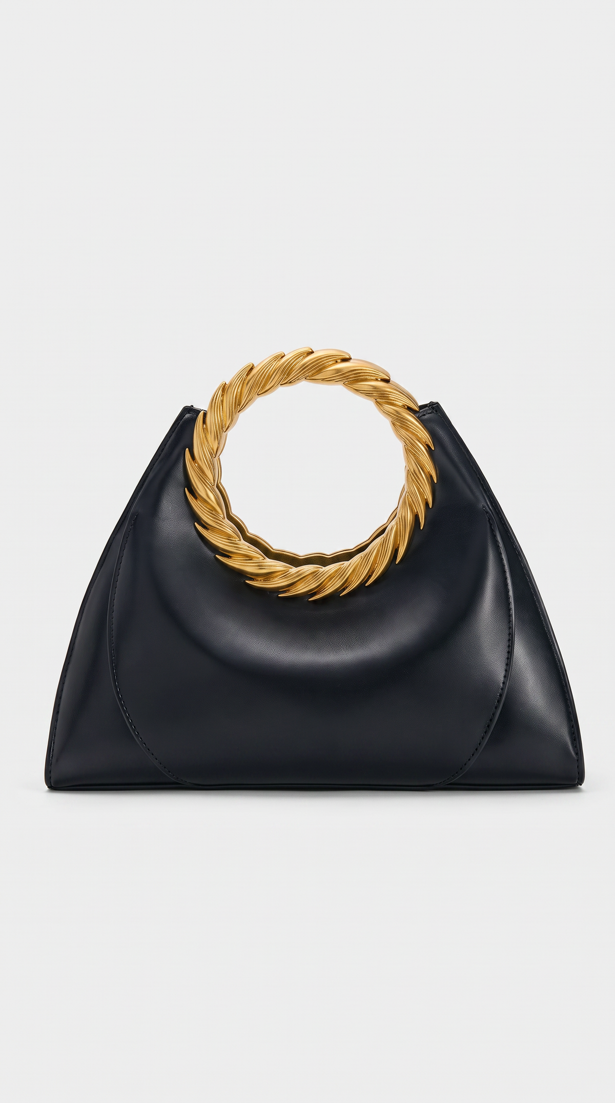 Lyra - Sculptural Twisted-Handle Leather Tote Bag Black