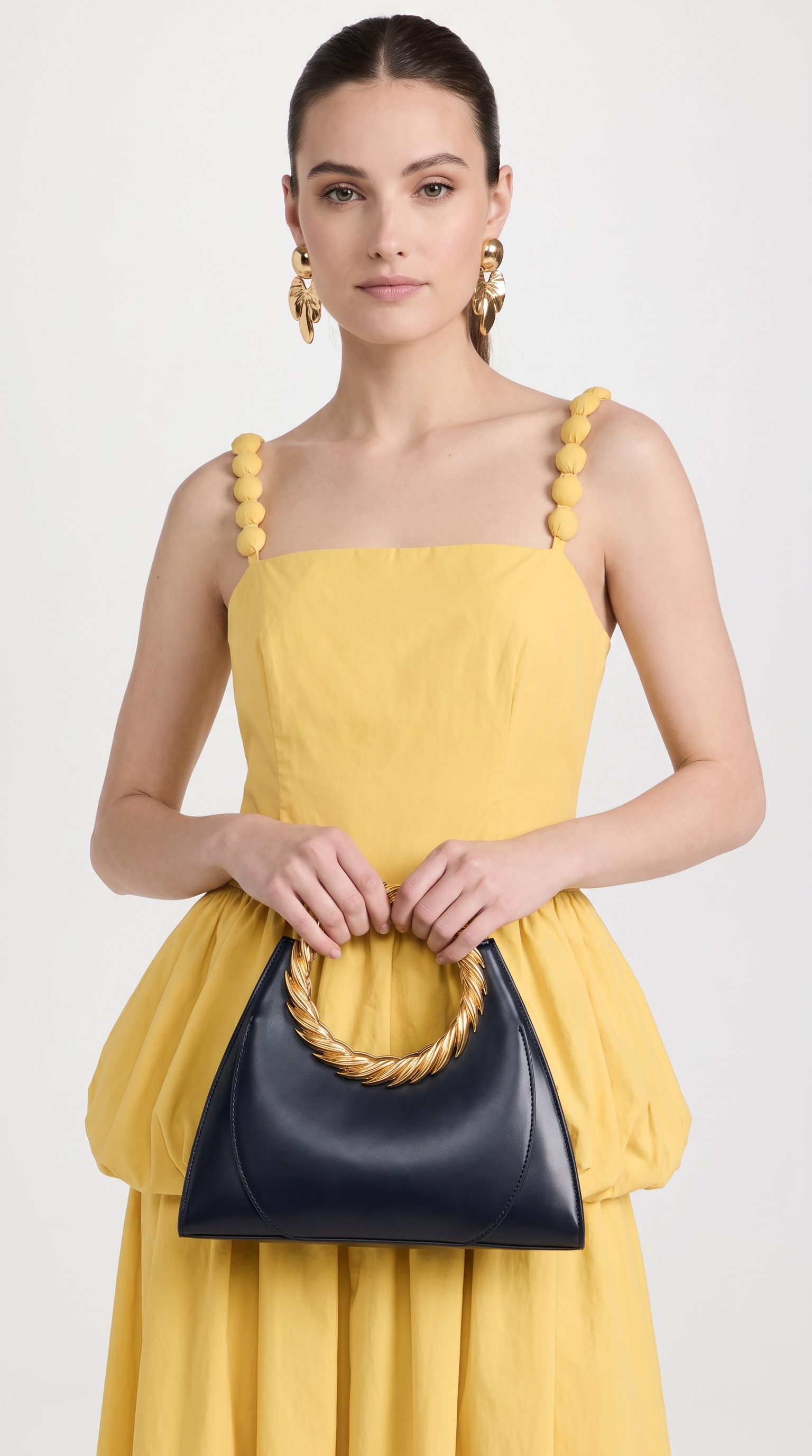Lyra - Sculptural Twisted-Handle Leather Tote Bag Black