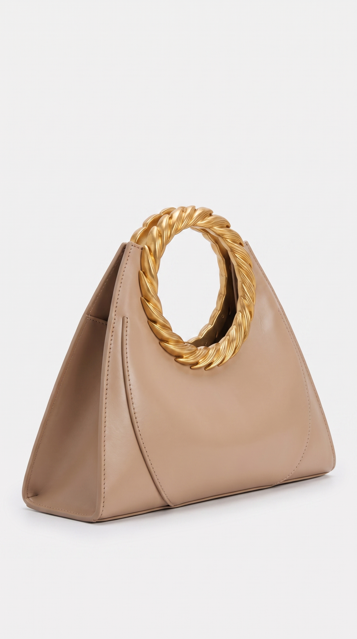 Lyra - Sculptural Twisted-Handle Leather Tote Bag Brown